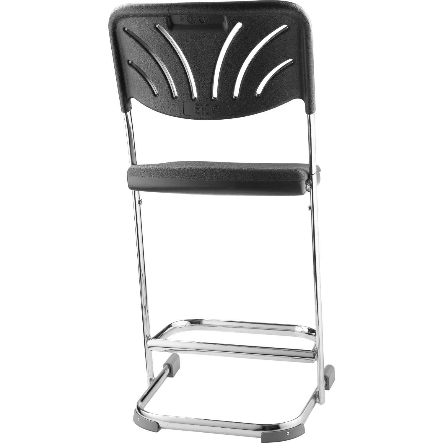 National Public Seating 6600 Series Elephant Z-Stools With Backrest, 22inH, Black/Chrome, Pack Of 3 Stools - Image 5