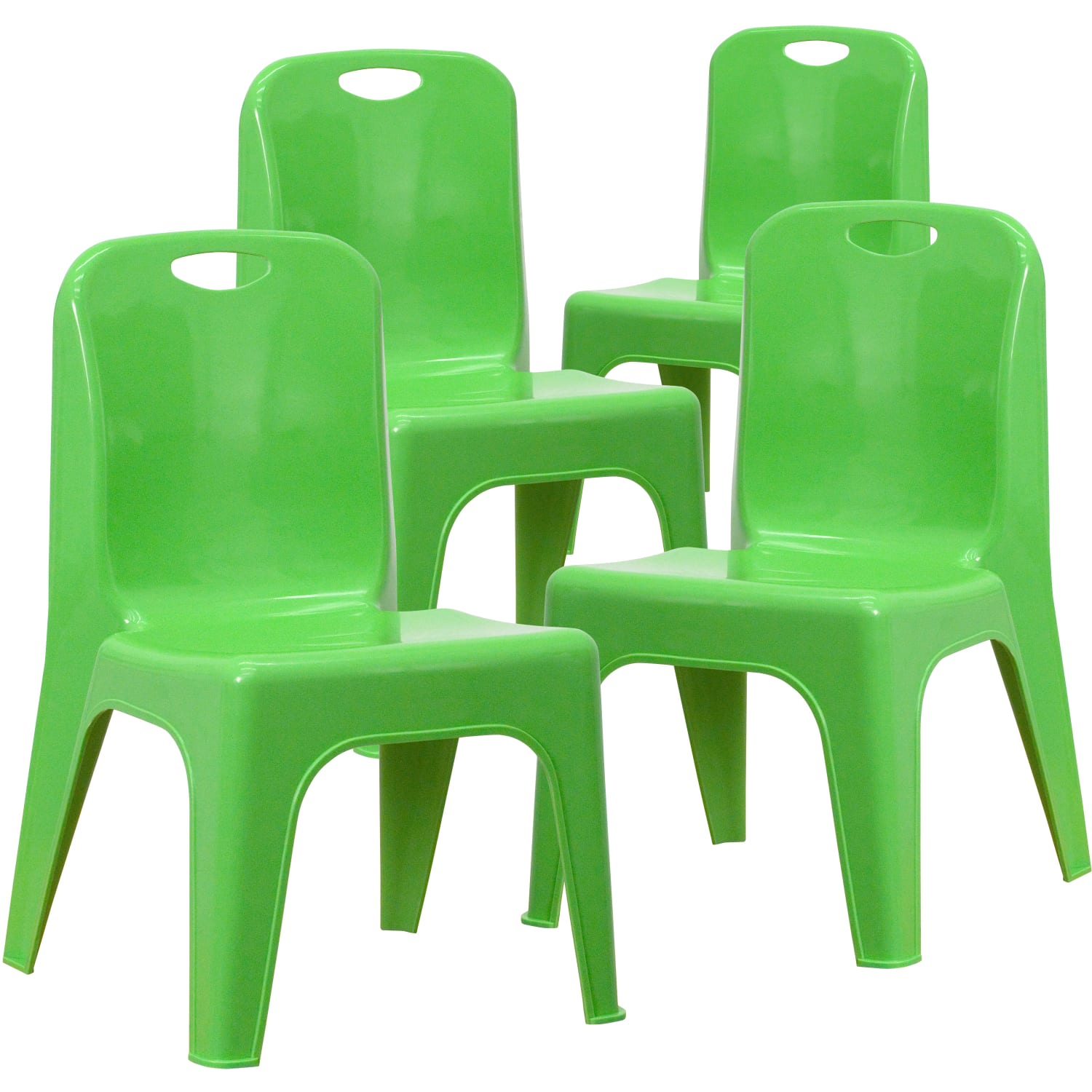 Flash Furniture Plastic Stackable School Chairs With Carrying Handle And 11in Seat Height, Green, Set Of 4 Chairs - Image 4