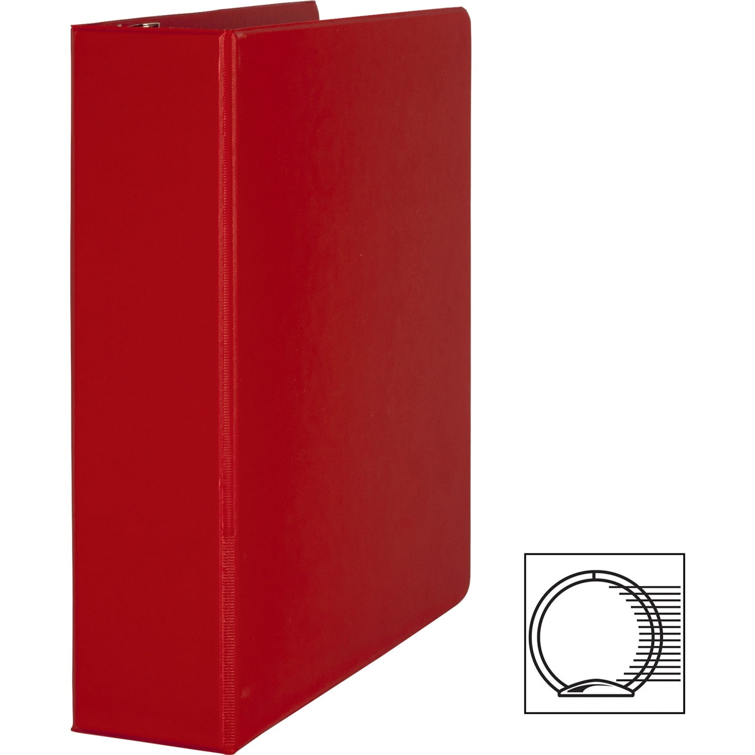Business Source Basic 3-Ring Binder, 2in Round Rings, Red - Image 3