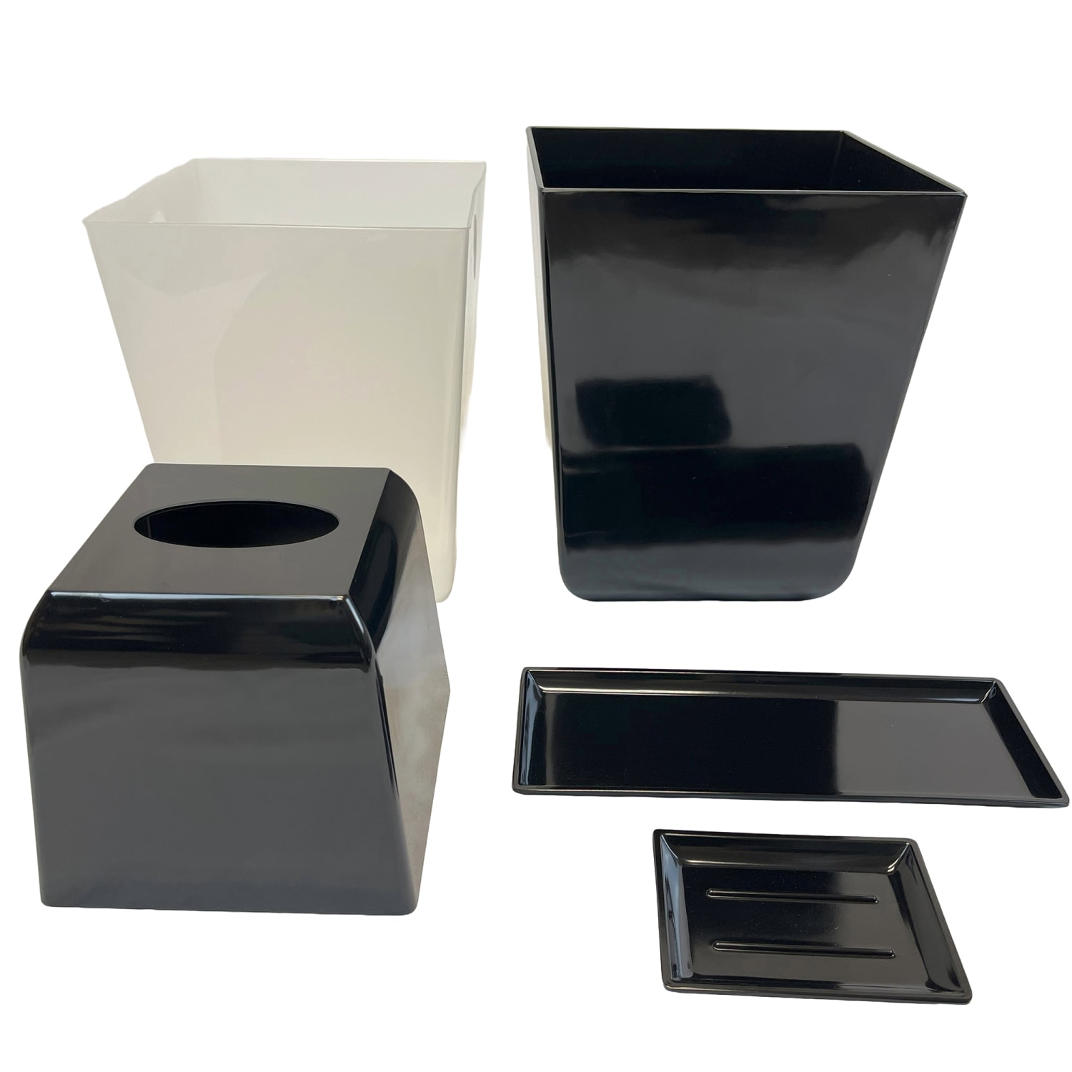 Hospitality Source Del Mar Bathroom Set Tissue Covers, 6-1/4in x 6-1/4in x 6in, Black, Pack Of 12 Covers - Image 4