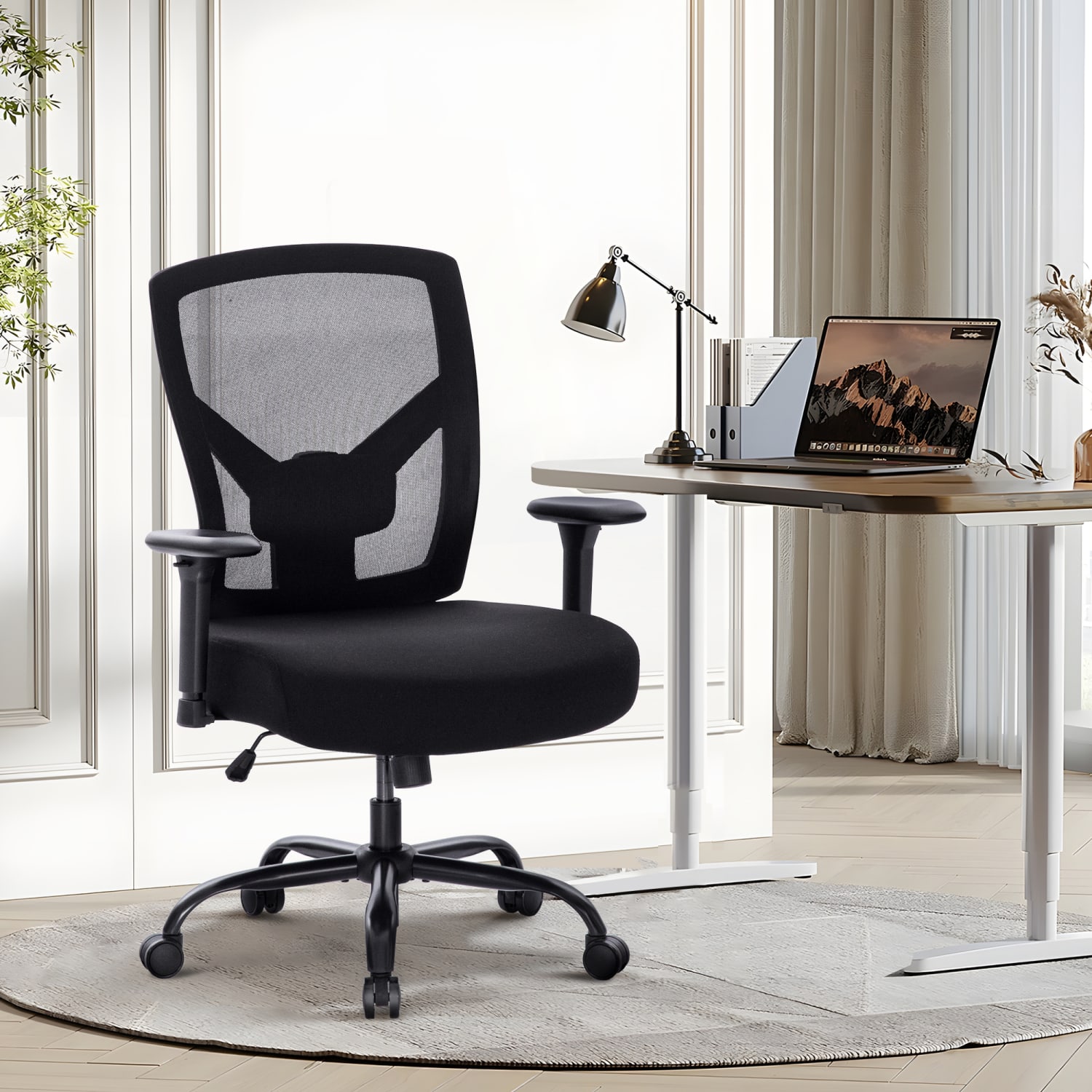 ALPHA HOME Heavy Duty Ergonomic Mesh High Back Big  Tall Executive Office Chair With Lumbar Support Black PopularChairscom