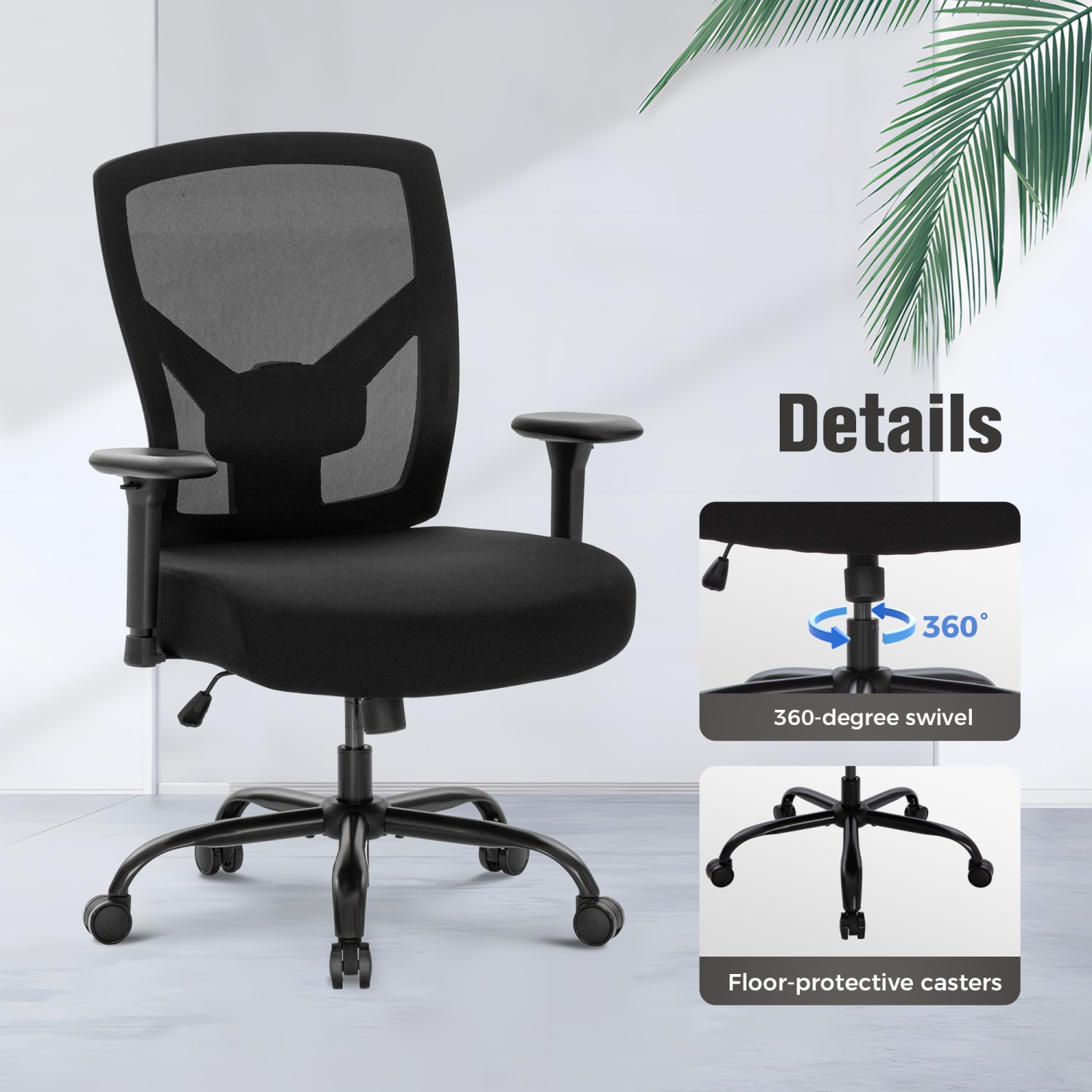 ALPHA HOME Heavy Duty Ergonomic Mesh High Back Big  Tall Executive Office Chair With Lumbar Support Black PopularChairscom