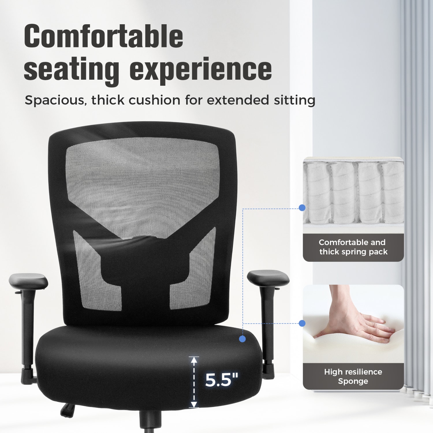 ALPHA HOME Heavy Duty Ergonomic Mesh High Back Big  Tall Executive Office Chair With Lumbar Support Black PopularChairscom
