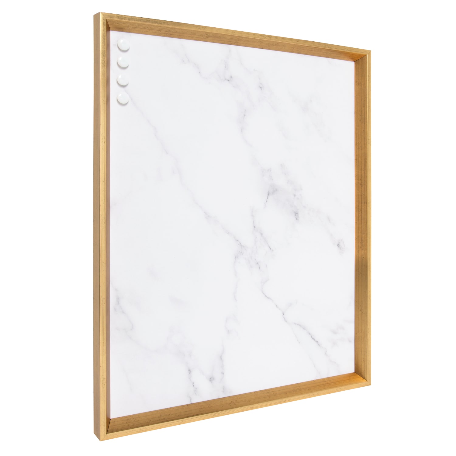 Kate and Laurel Calter Magnetic Decorative Memo Board, Canvas, 21-1/2in x 27-1/2in, Marble, Gold Plastic Frame
