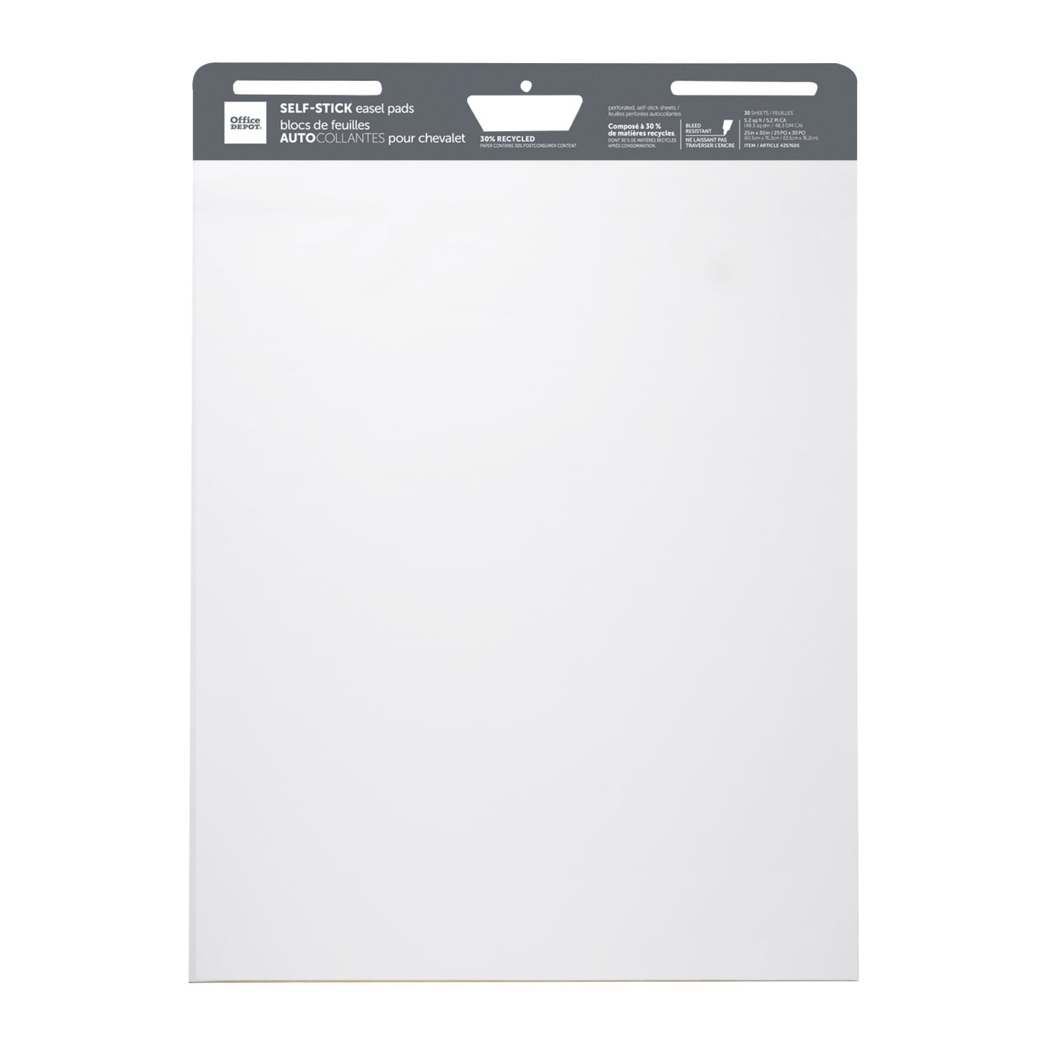 Office Depot Brand Self-Stick Easel Pads, 25in x 30in, 30 Sheets, 30% Recycled, White, Pack Of 4 Pads - Image 3