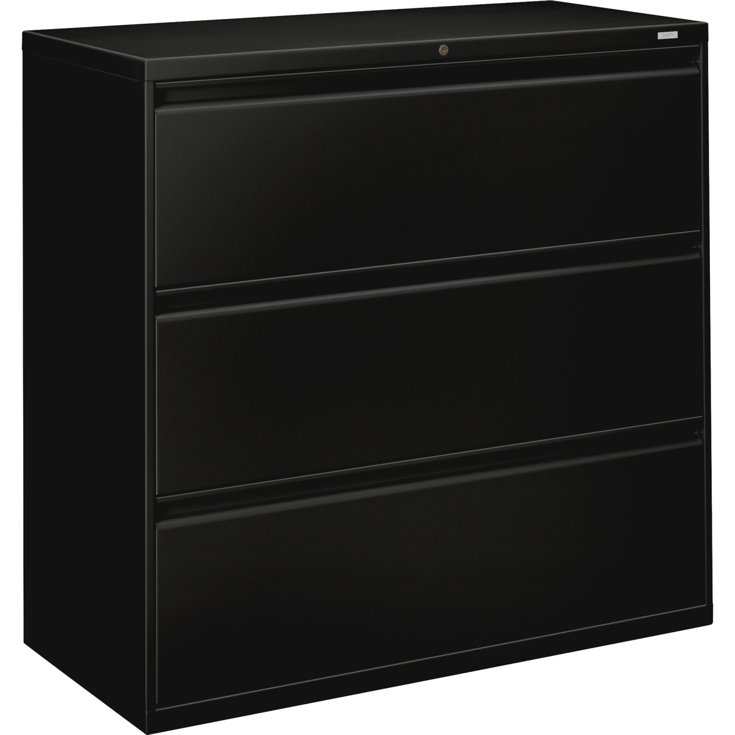HON Brigade 800 42inW x 19-1/4inD Lateral 3-Drawer File Cabinet, Black - Image 3