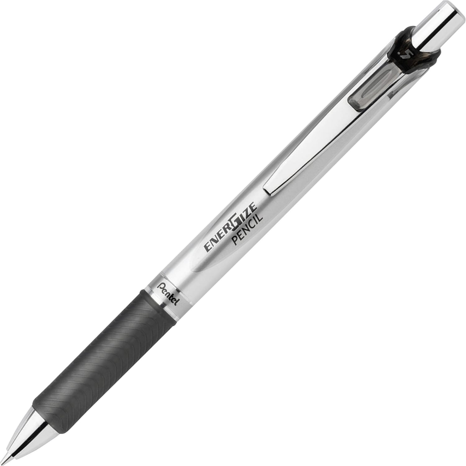 Pentel EnerGize Mechanical Pencil, 0.5mm, #2 Lead, Black/Silver Barrel, Pack Of 12 - Image 4