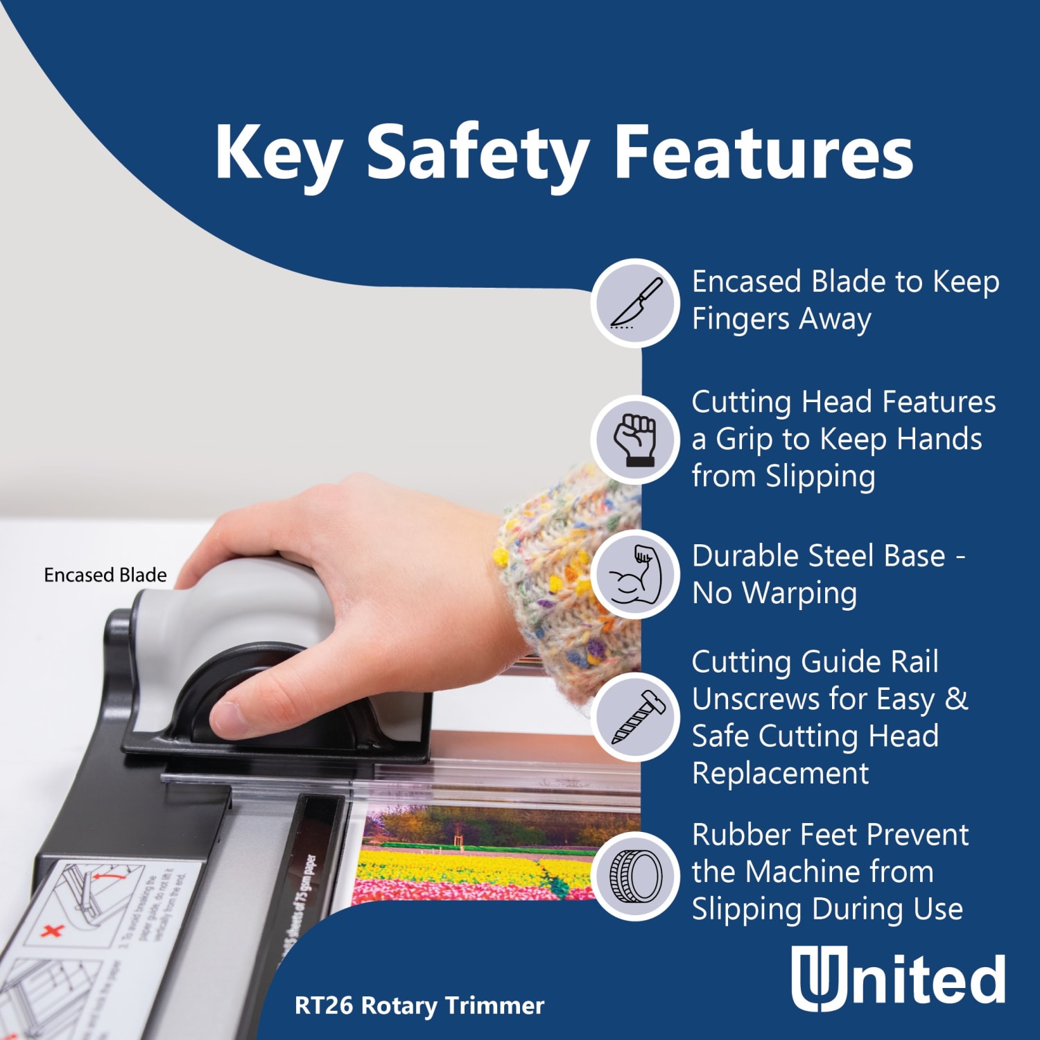 United Commercial Rotary Paper Trimmer, 26in, Silver - Image 5
