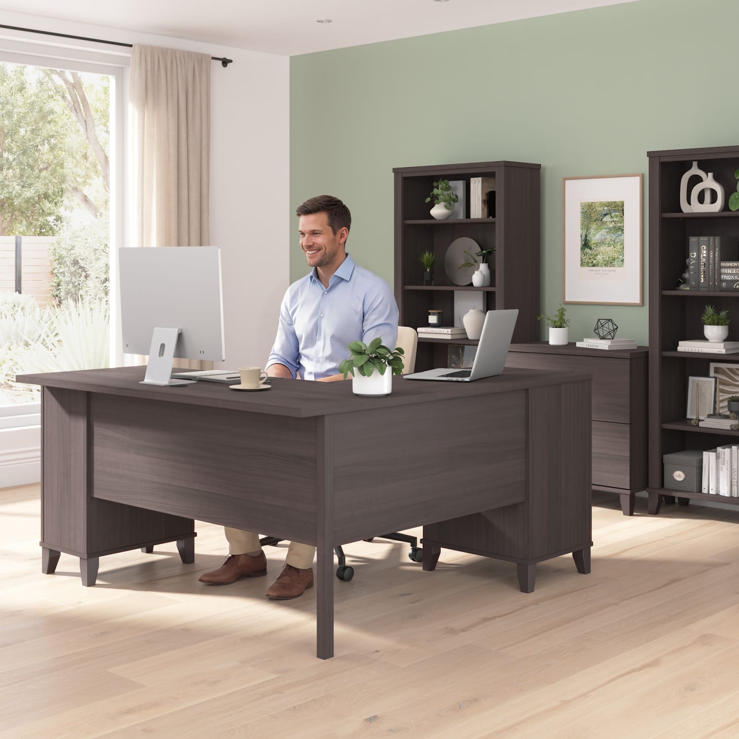 Bush Business Furniture Somerset 60inW L-Shaped Corner Desk, Storm Gray, Standard Delivery - Image 4