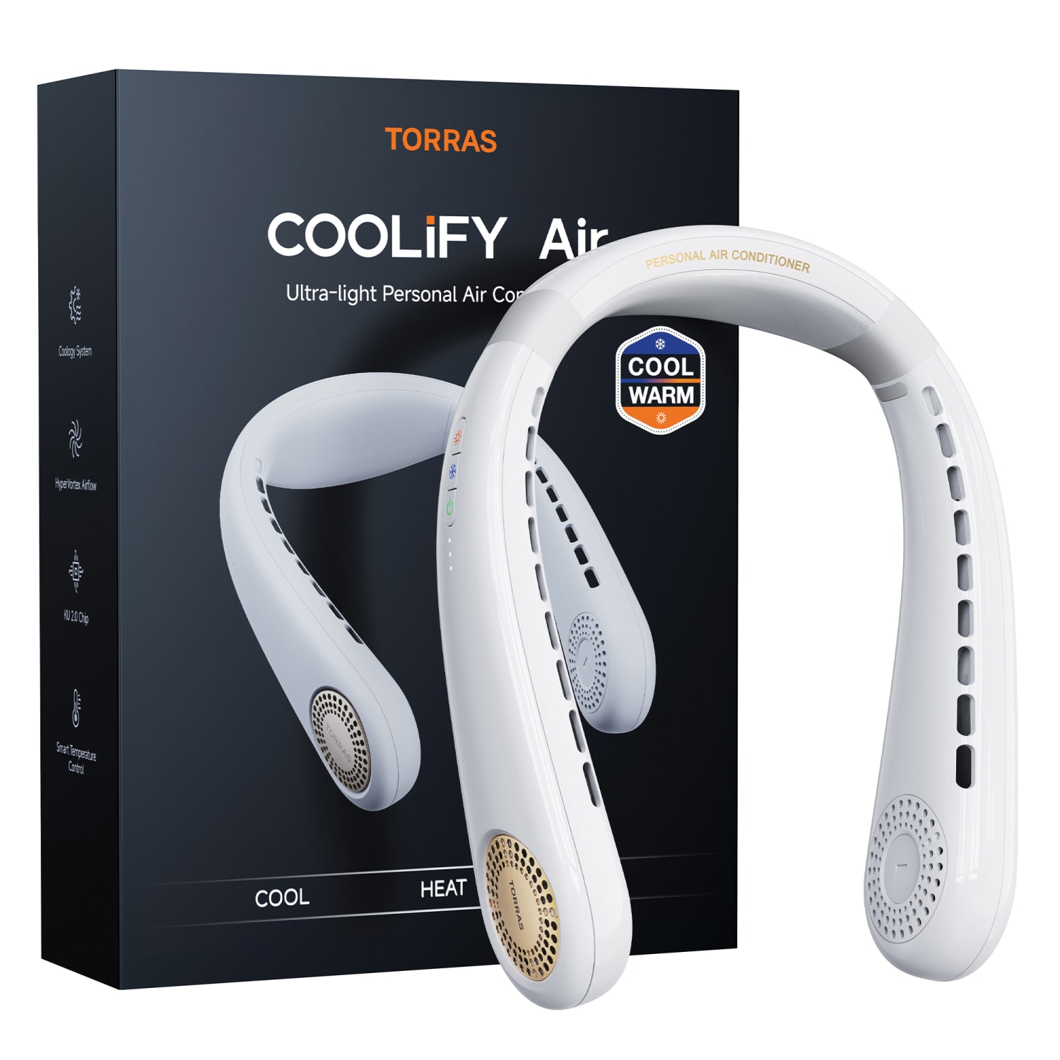 Torras COOLiFY Air 3-Speed Portable Neck Fan, 2-1/2inH x 6-7/8inW x 10-1/4inD, White - Image 6