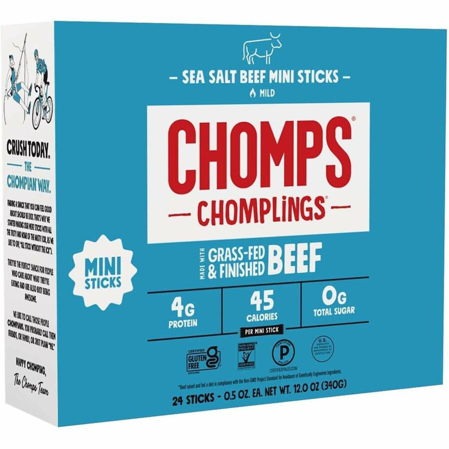 CHOMPS Chomplings Sea Salt Beef Jerky Sticks - 0.50 oz - 24 / Pack - Image 3