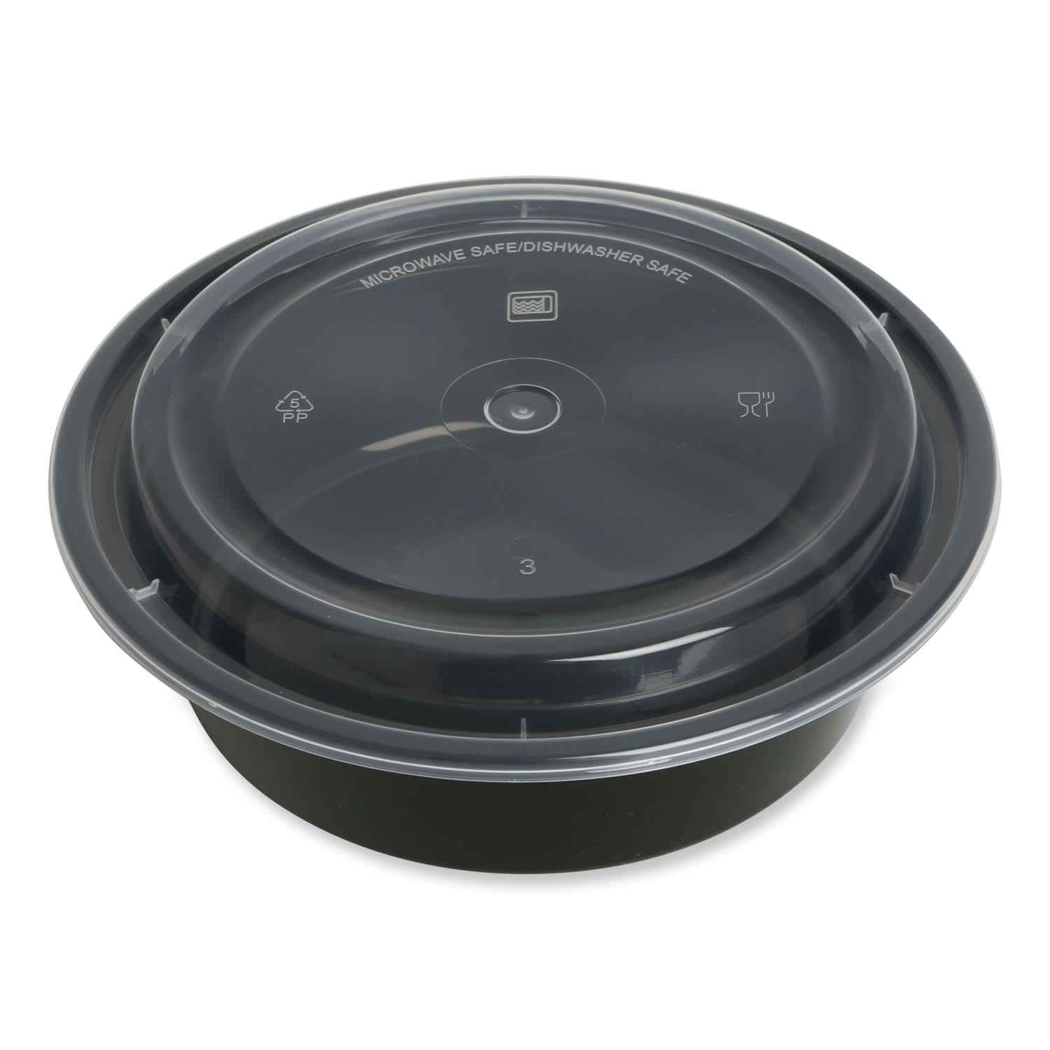 GEN Plastic Food Containers With Lids, 32 Oz, 2-9/16inH x 7-5/16inW x 7-5/16inD, Black/Clear, Pack Of 150 Containers - Image 3