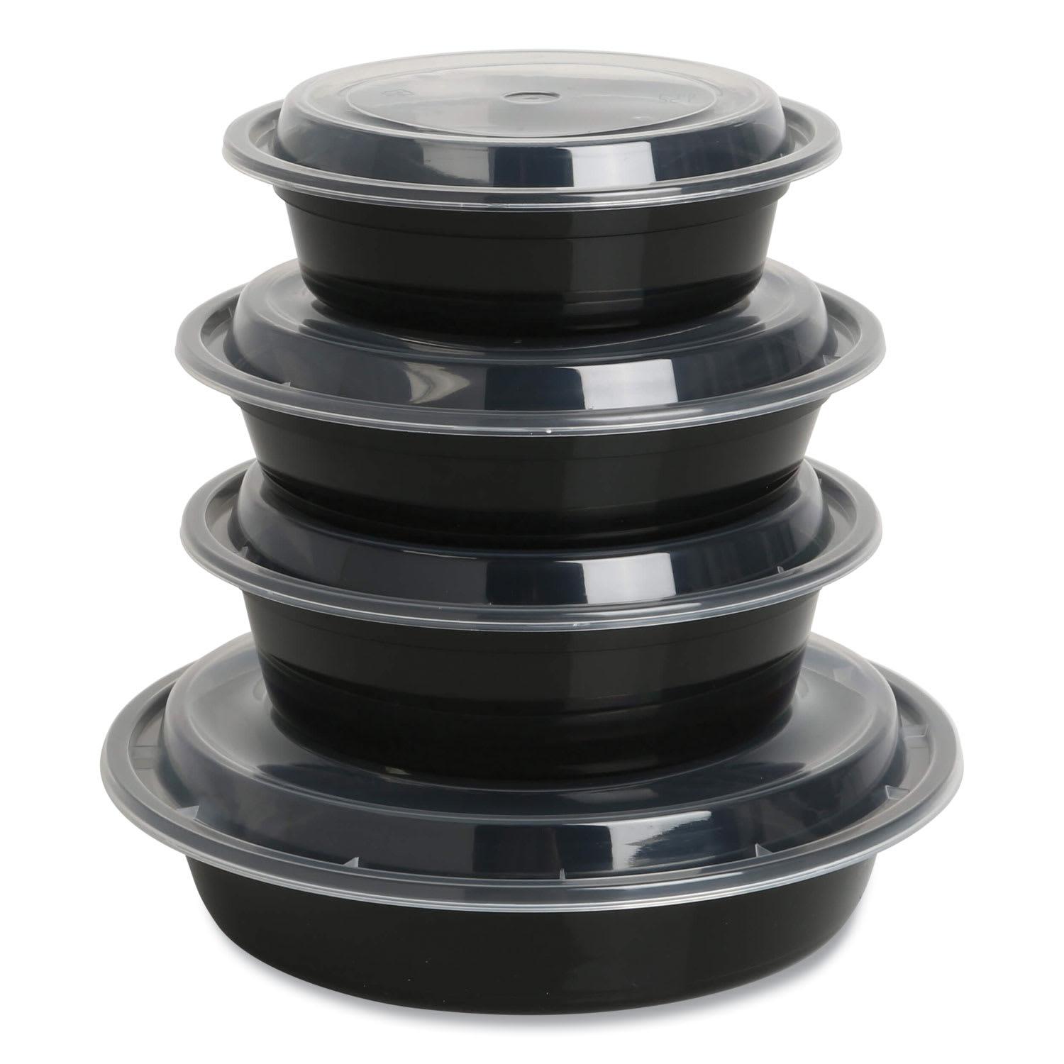 GEN Plastic Food Containers With Lids, 32 Oz, 2-9/16inH x 7-5/16inW x 7-5/16inD, Black/Clear, Pack Of 150 Containers - Image 4