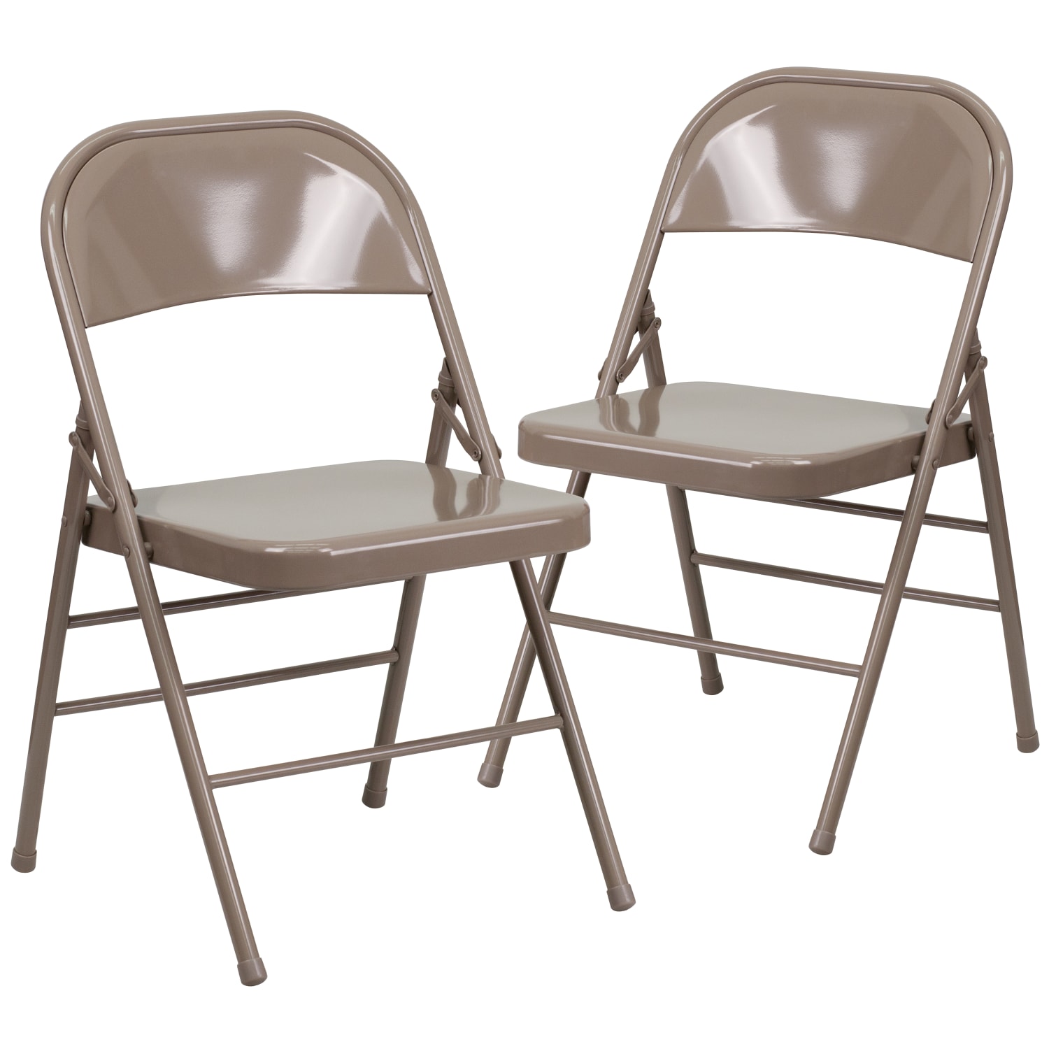 Flash Furniture HERCULES Series Triple-Braced & Double-Hinged Metal Folding Chairs, Beige, Pack Of 2 Chairs - Image 4