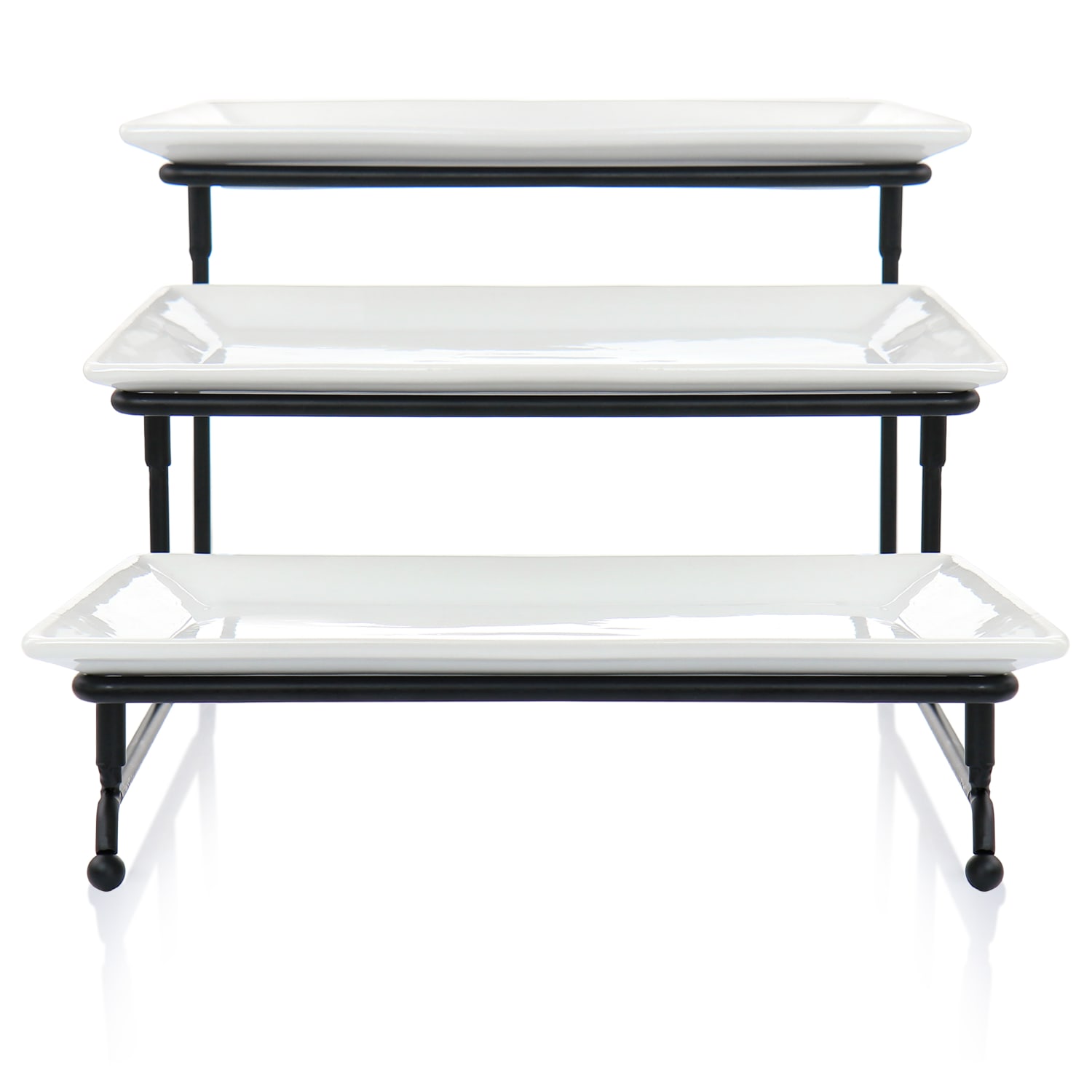 Elama 3-Tier 4-Piece Serveware Set, 12inH x 5inW, White - Image 4