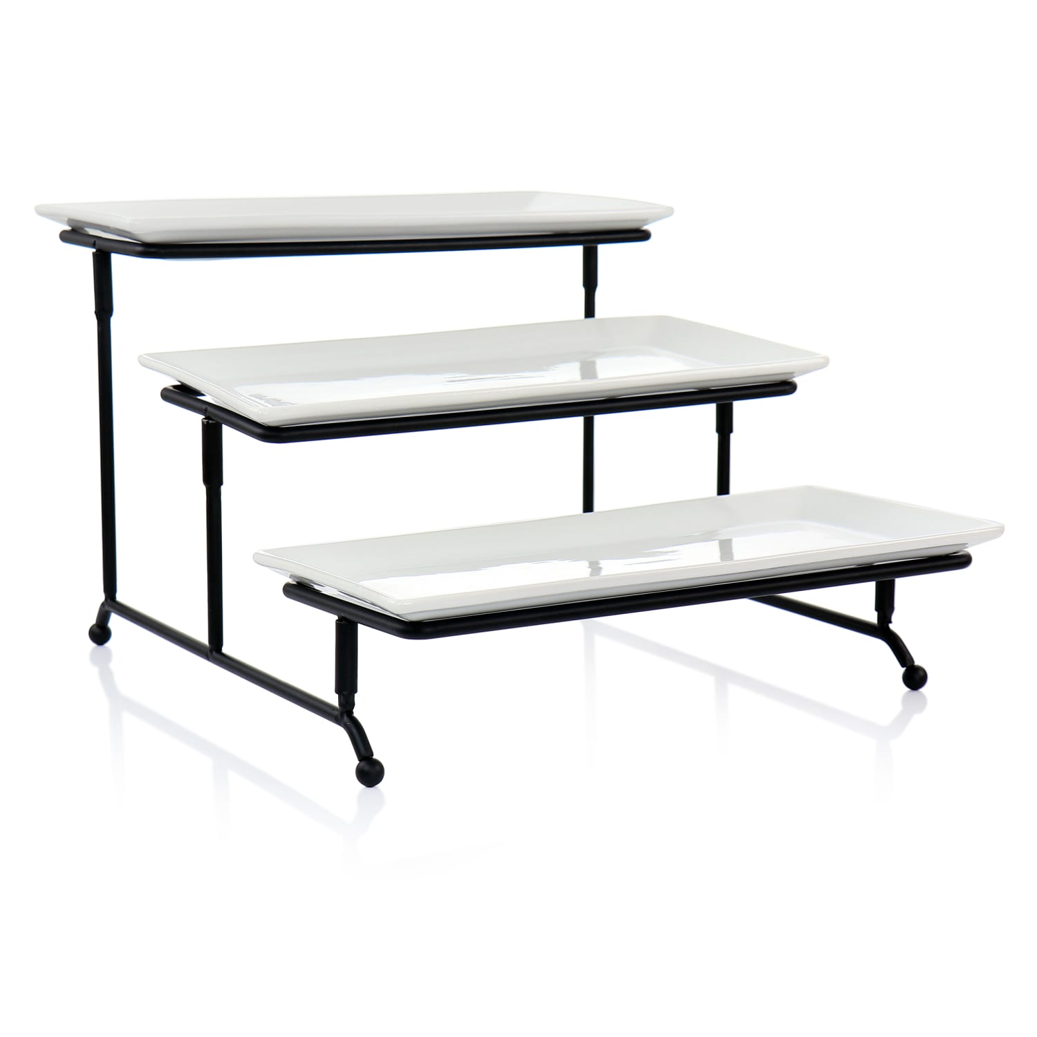 Elama 3-Tier 4-Piece Serveware Set, 12inH x 5inW, White - Image 5
