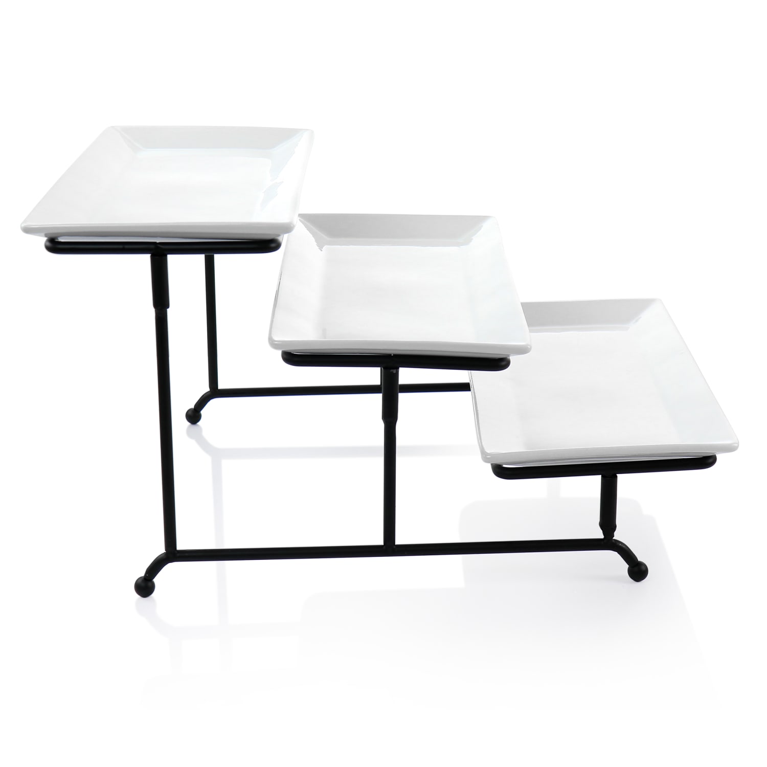 Elama 3-Tier 4-Piece Serveware Set, 12inH x 5inW, White - Image 6