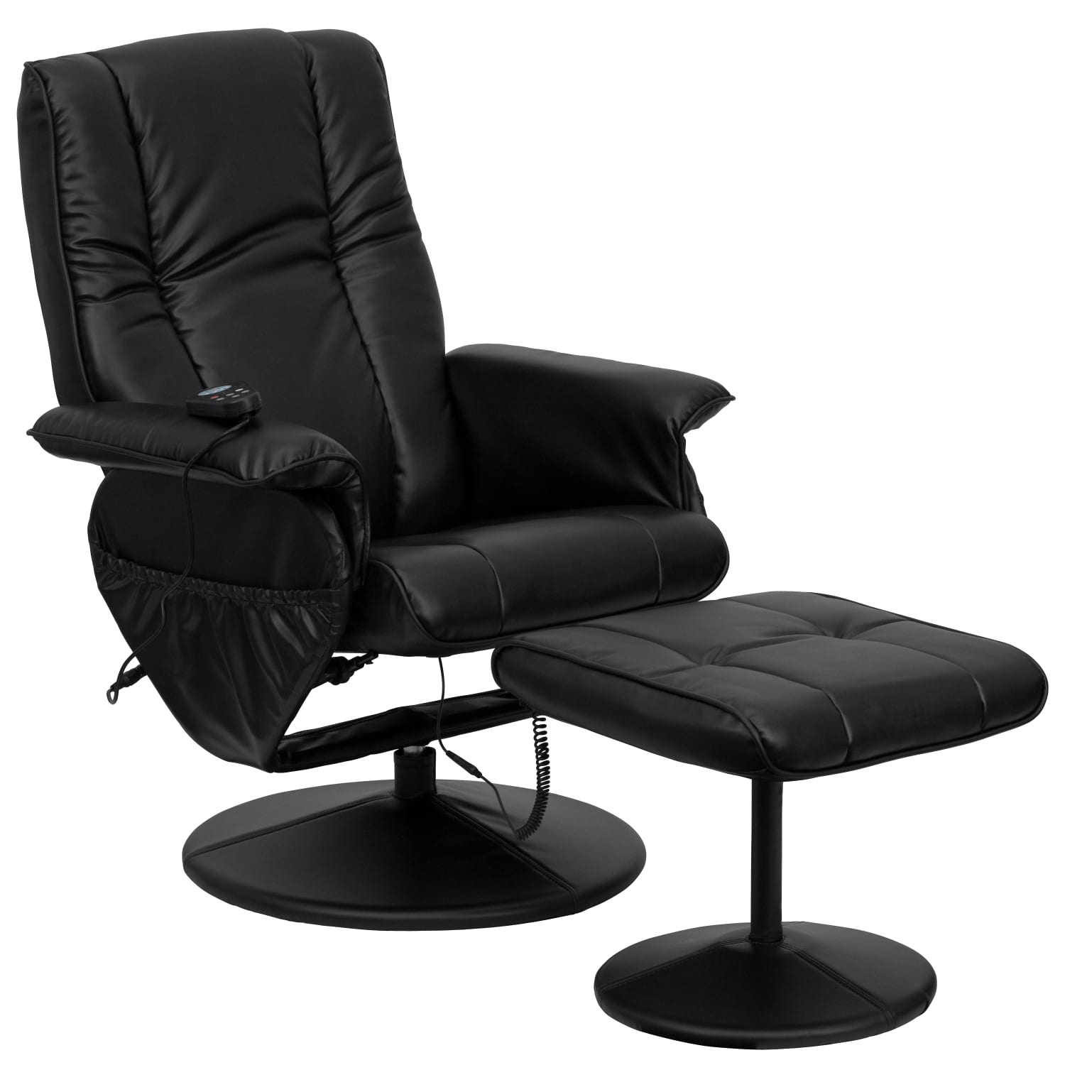 Flash Furniture Massaging Multi-Position Recliner And Ottoman, Black - Image 3