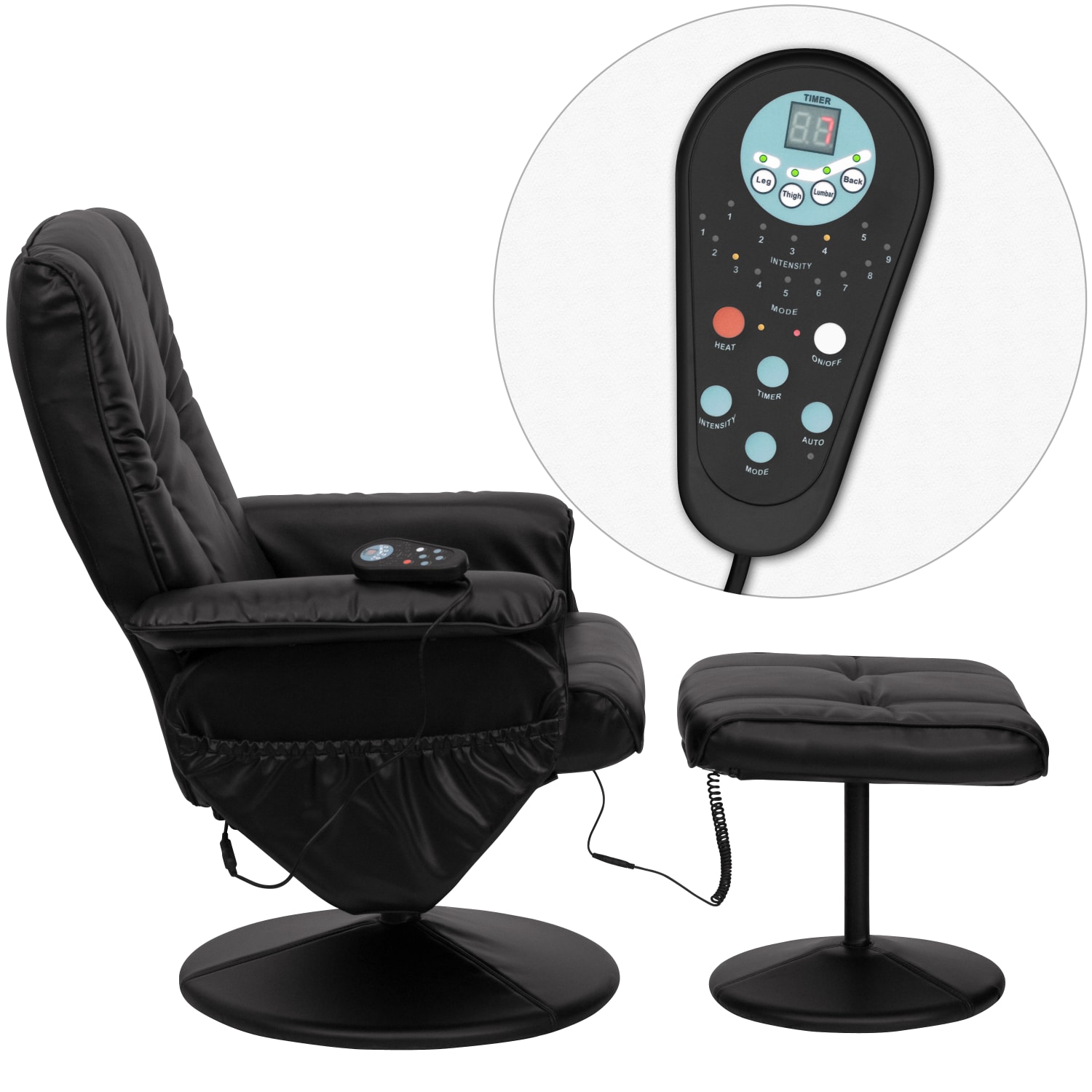 Flash Furniture Massaging Multi-Position Recliner And Ottoman, Black - Image 8