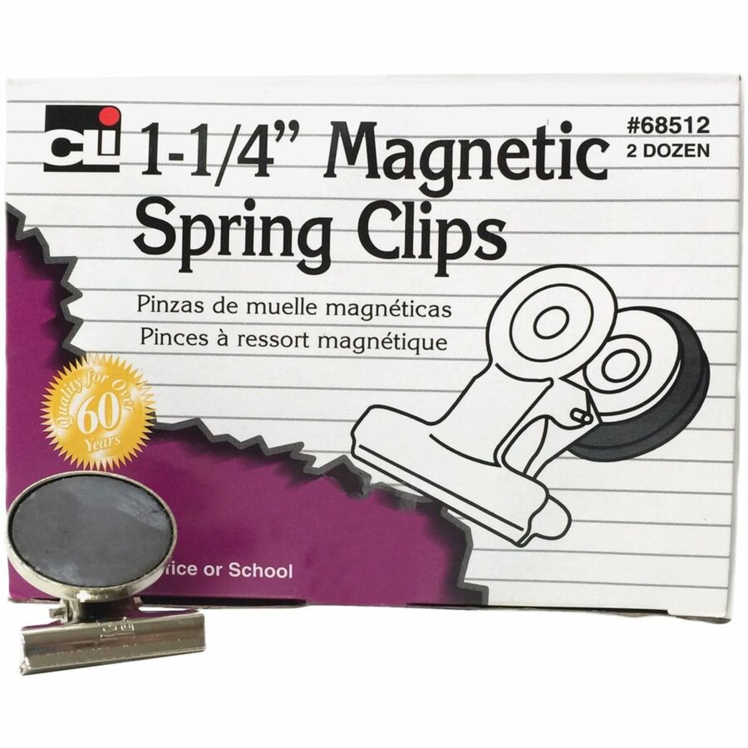 Charles Leonard Magnetic Spring Clips - 1.3in Length - 24 / Box - Image 4