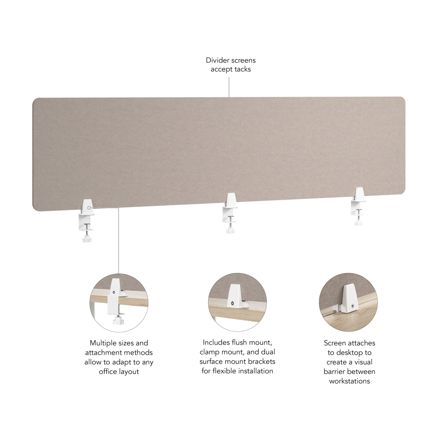 WorkPro Motiva Desktop Privacy Screen, 18inH x 70inW x 2inD, Warm Beige, Standard Delivery - Image 5