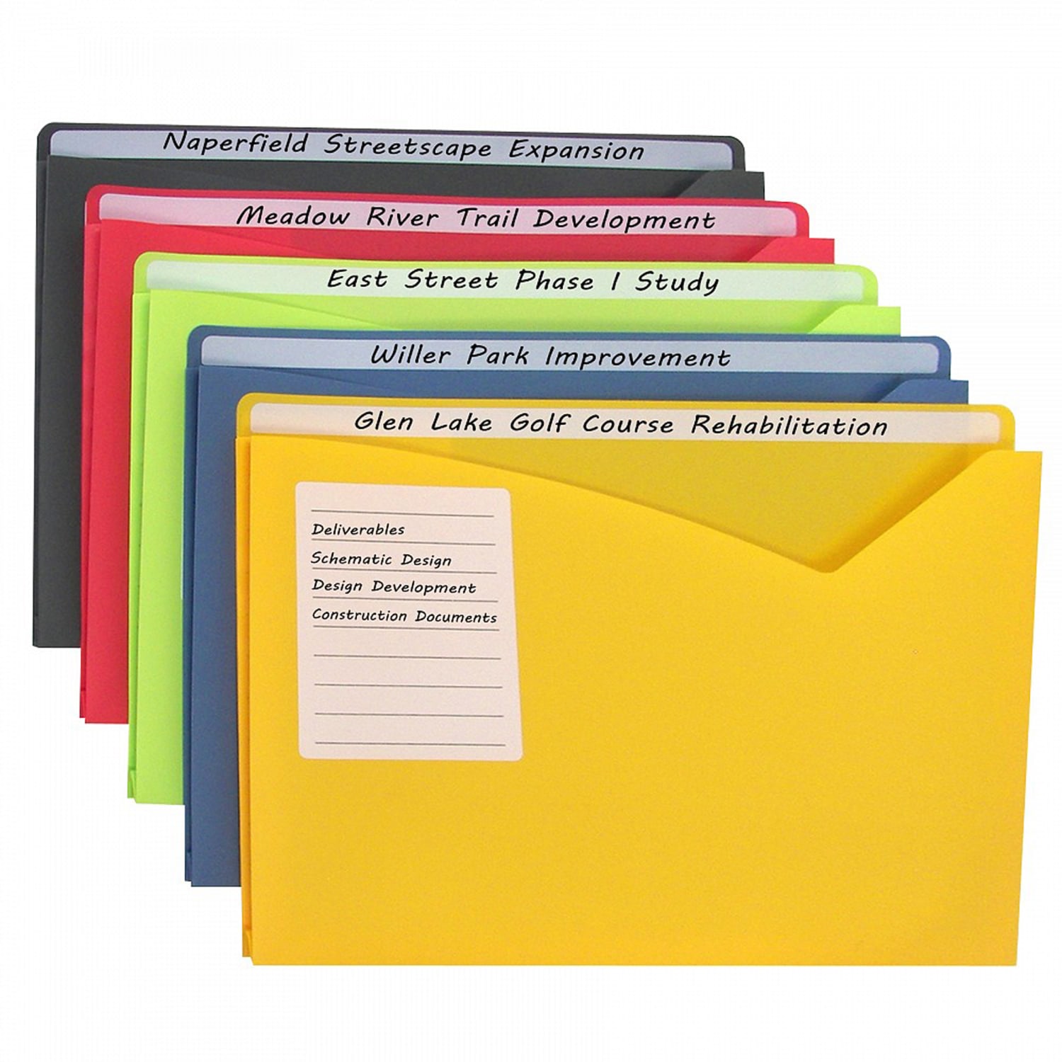 C-Line Write-On Poly File Jackets, 8-1/2in x 11in, Assorted Colors, Box Of 25 Jackets