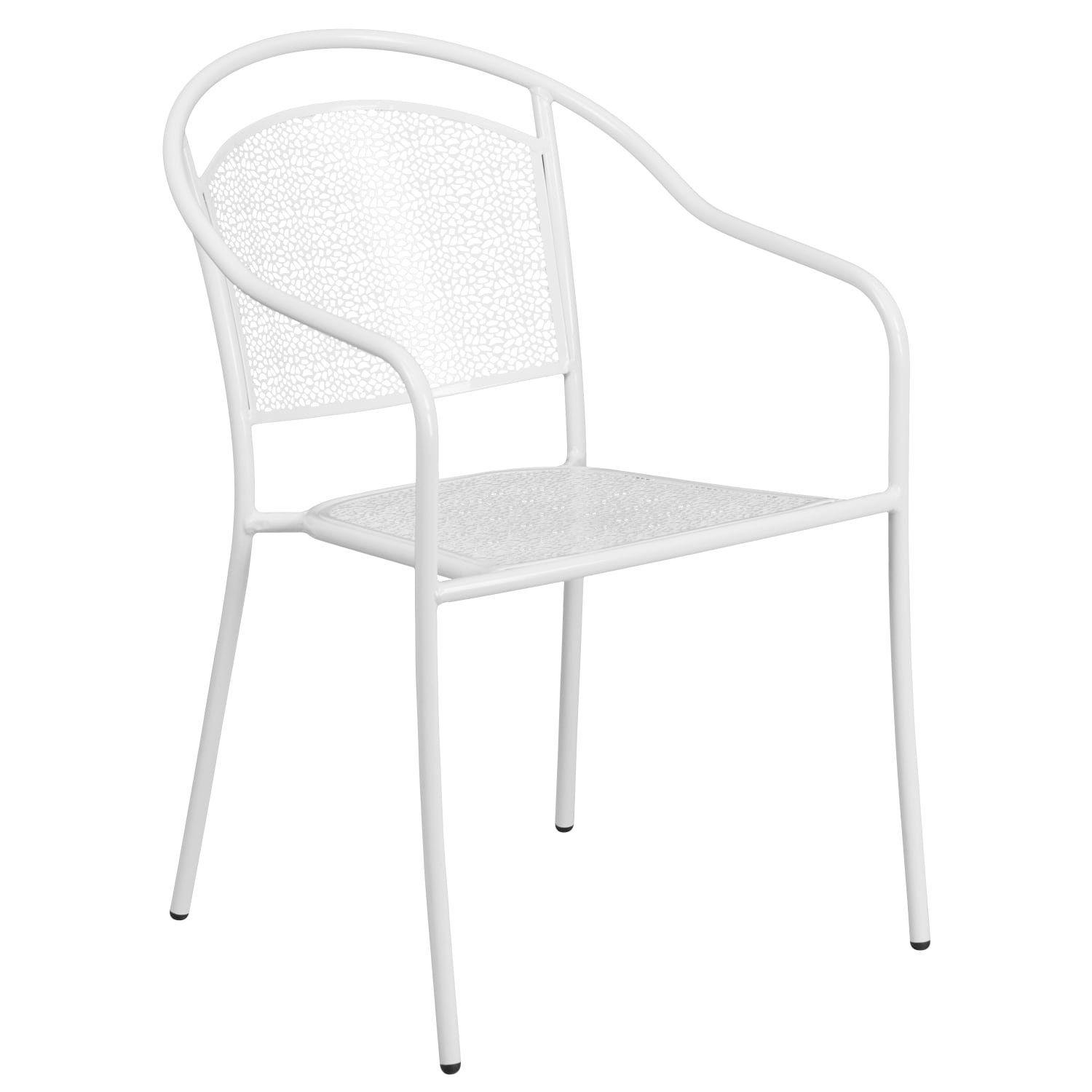 Flash Furniture Oia Indoor/Outdoor Steel Patio Armchair with Round Back, White - Image 3