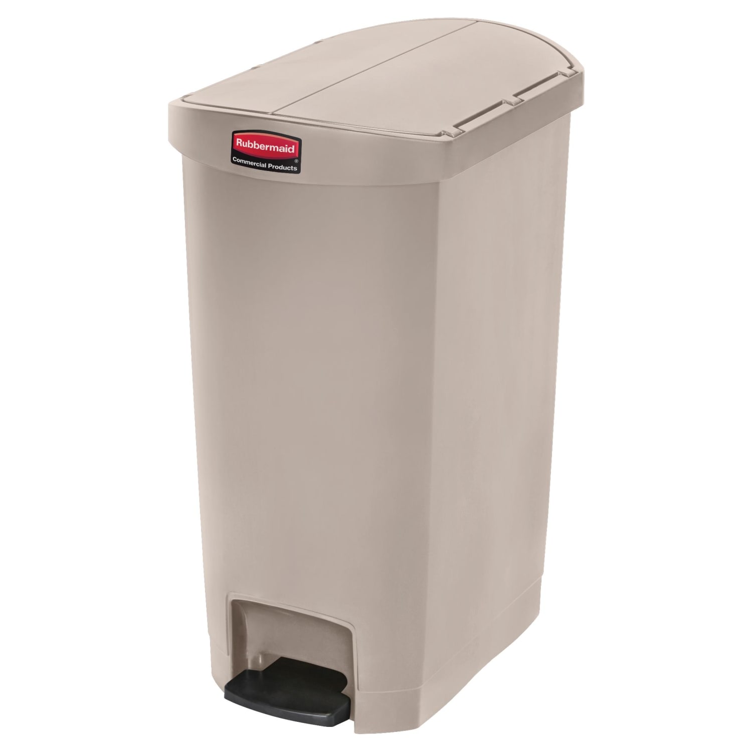 Rubbermaid Slim Jim Step-On Resin End Step Wastebasket, 13 Gallons, Beige - Image 3