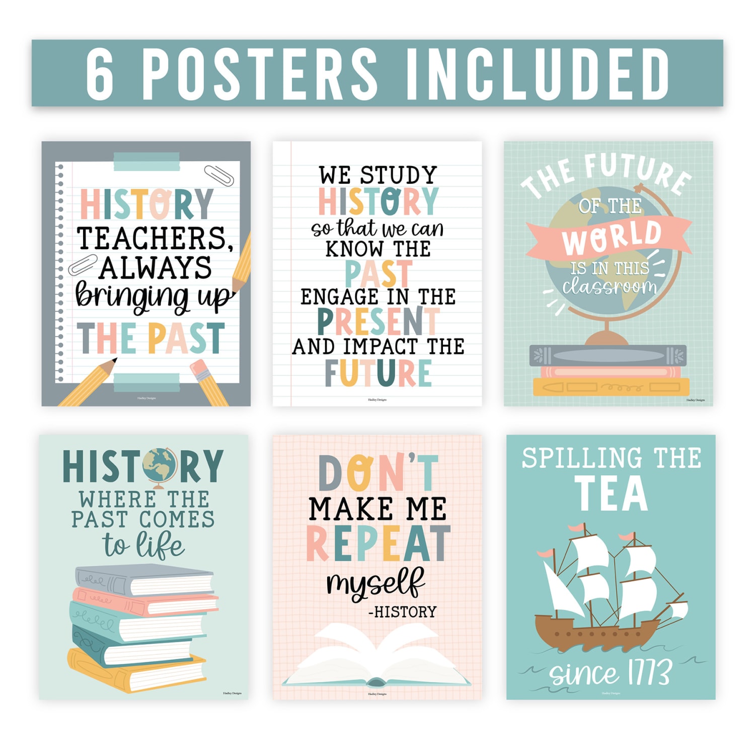 Hadley Designs Posters, Boho History Bulletin Board Classroom Posters, Set Of 6 - Image 3