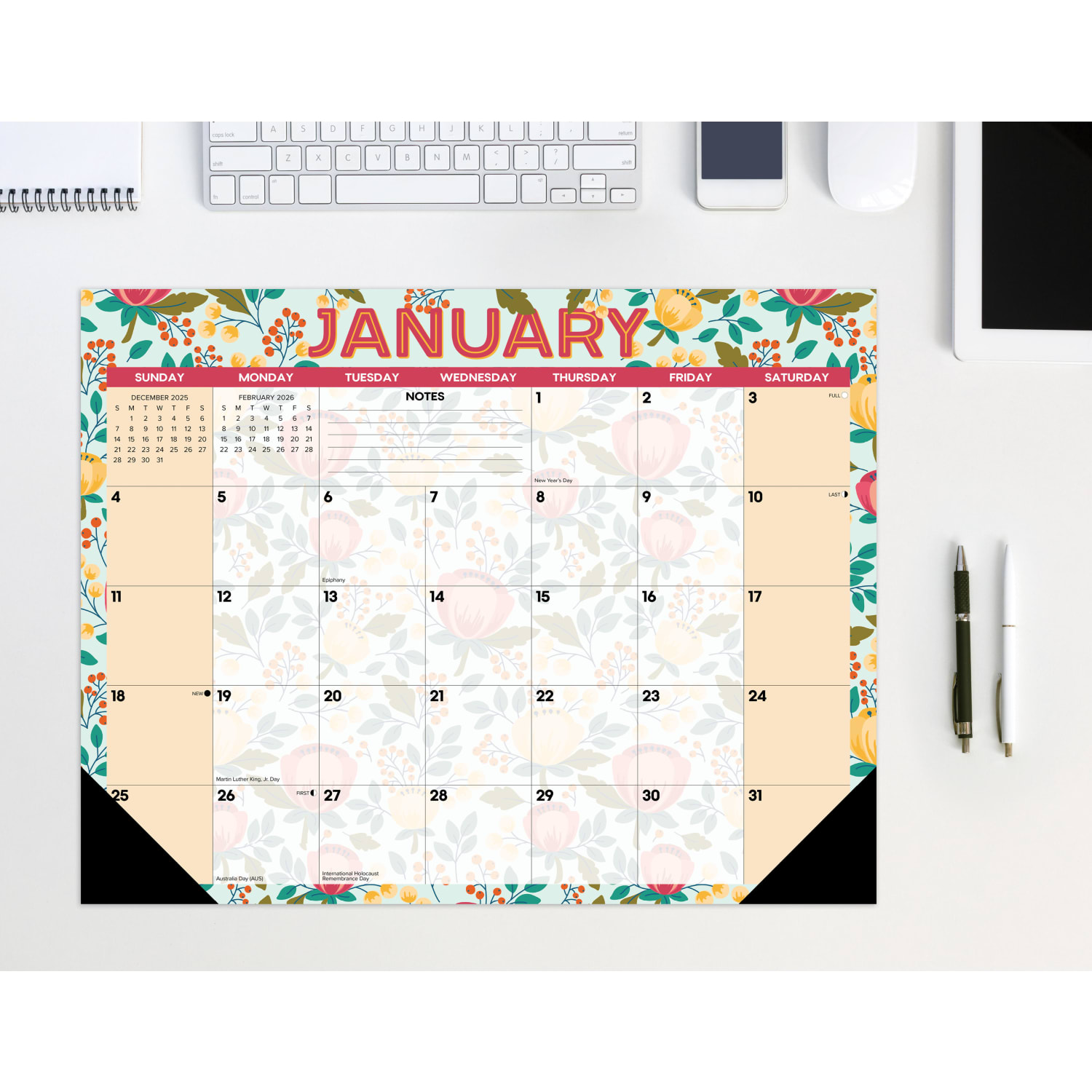 2026 Willow Creek Press Desk Pad Calendar, 22in x 17in, Spring Floral, January To December, 57278 - Image 3