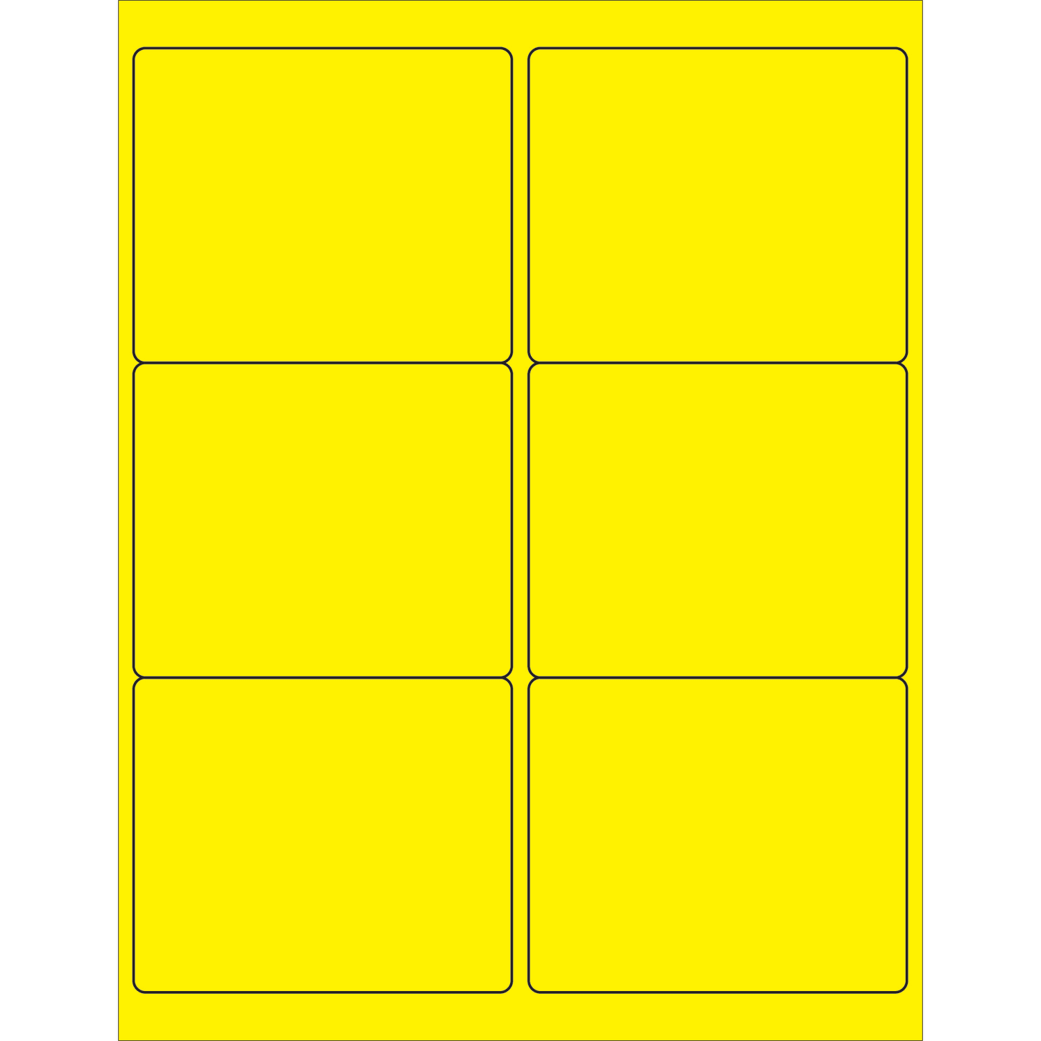 Tape Logic Permanent Labels, LL180YE, Rectangle, 4in x 3 3/8in, Fluorescent Yellow Case Of 600