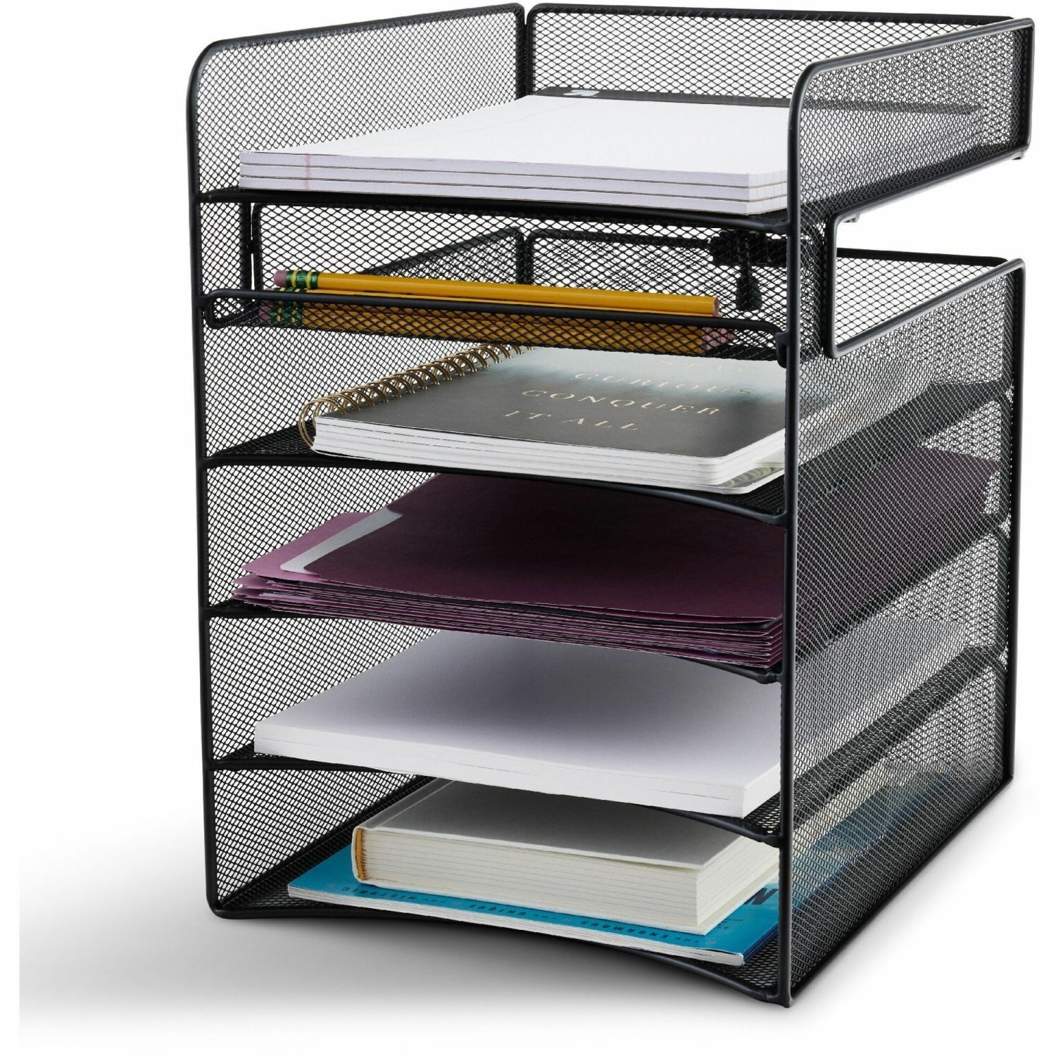 Safco Onyx Mesh Hanging Organizer, 5-Section Horizontal, Black - Image 6