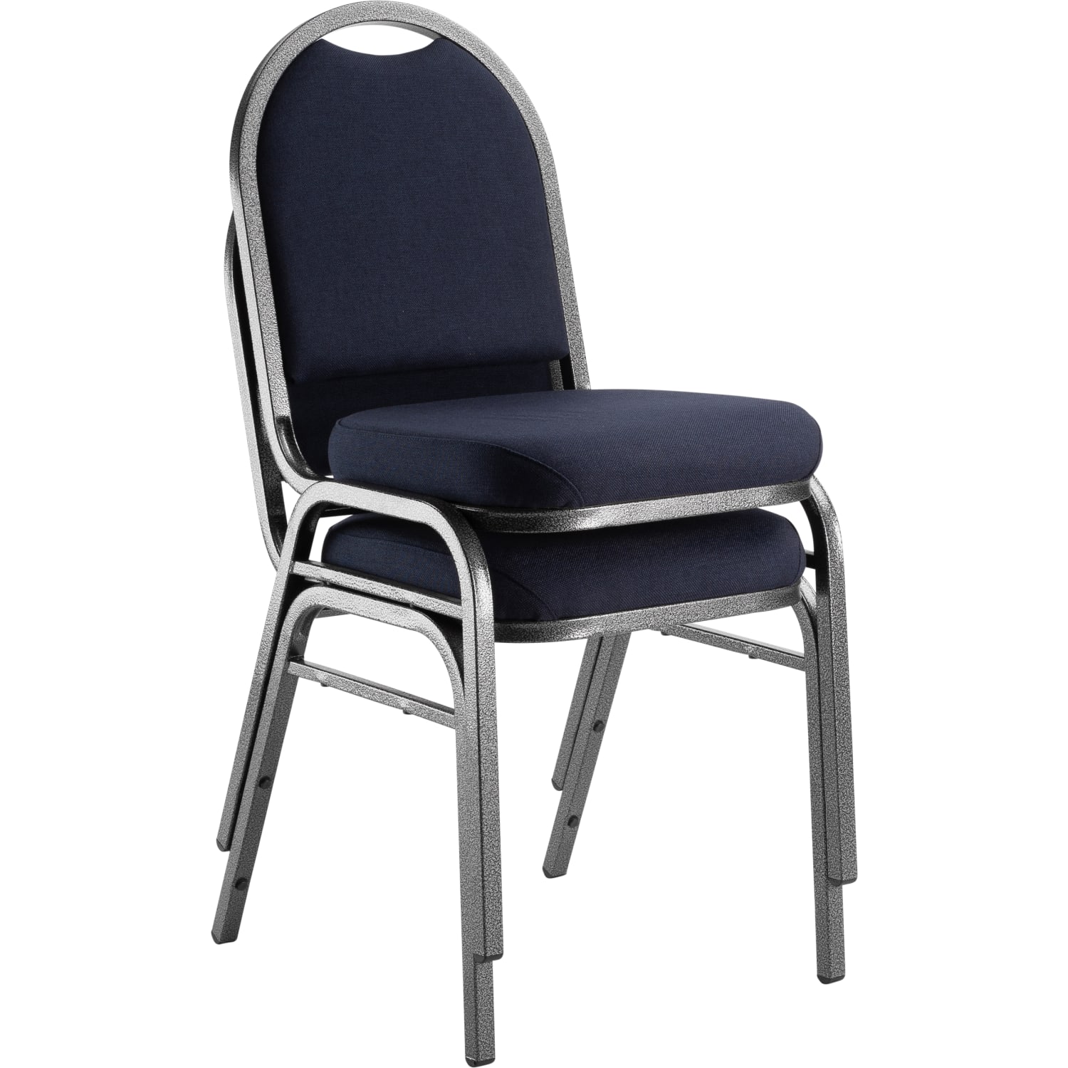 National Public Seating 9200 Series: Dome-Back Premium Fabric Upholstered Banquet Stack Chair, Midnight Blue Seat/Silvervein Frame, Set Of 2 - Image 3