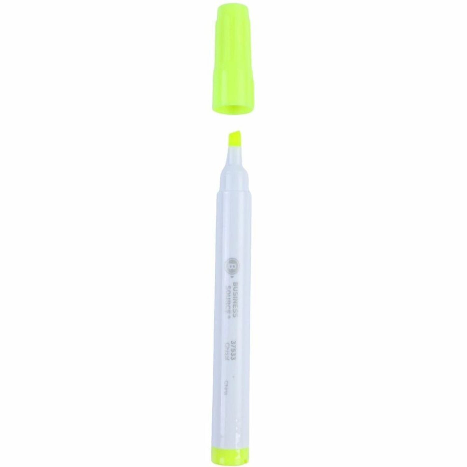 Business Source Value Highlighters, Chisel Point, White Barrel, Yellow Ink, Pack Of 12 - Image 4