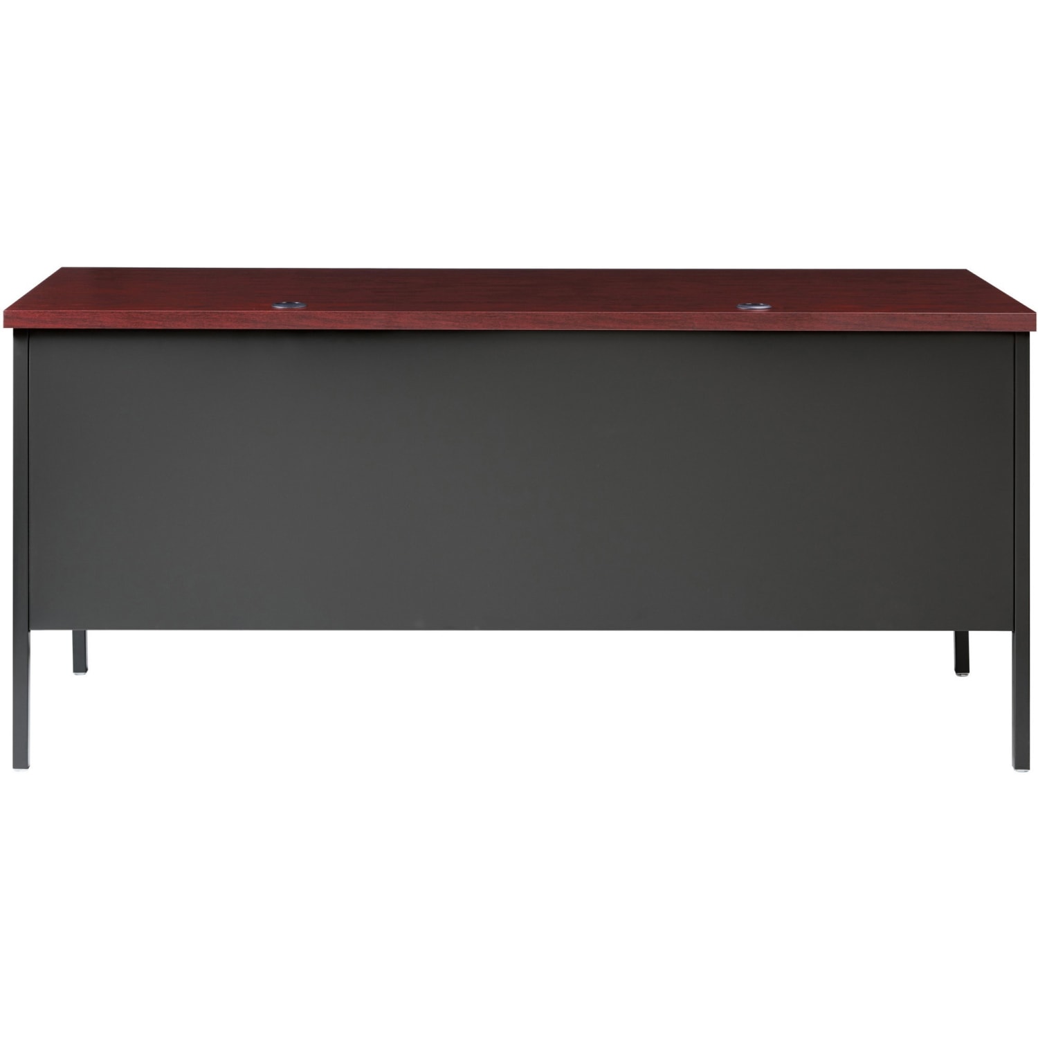 Lorell Fortress Series Steel Right-Handed Pedestal Writing Desk, 66inW, Charcoal/Mahogany - Image 6