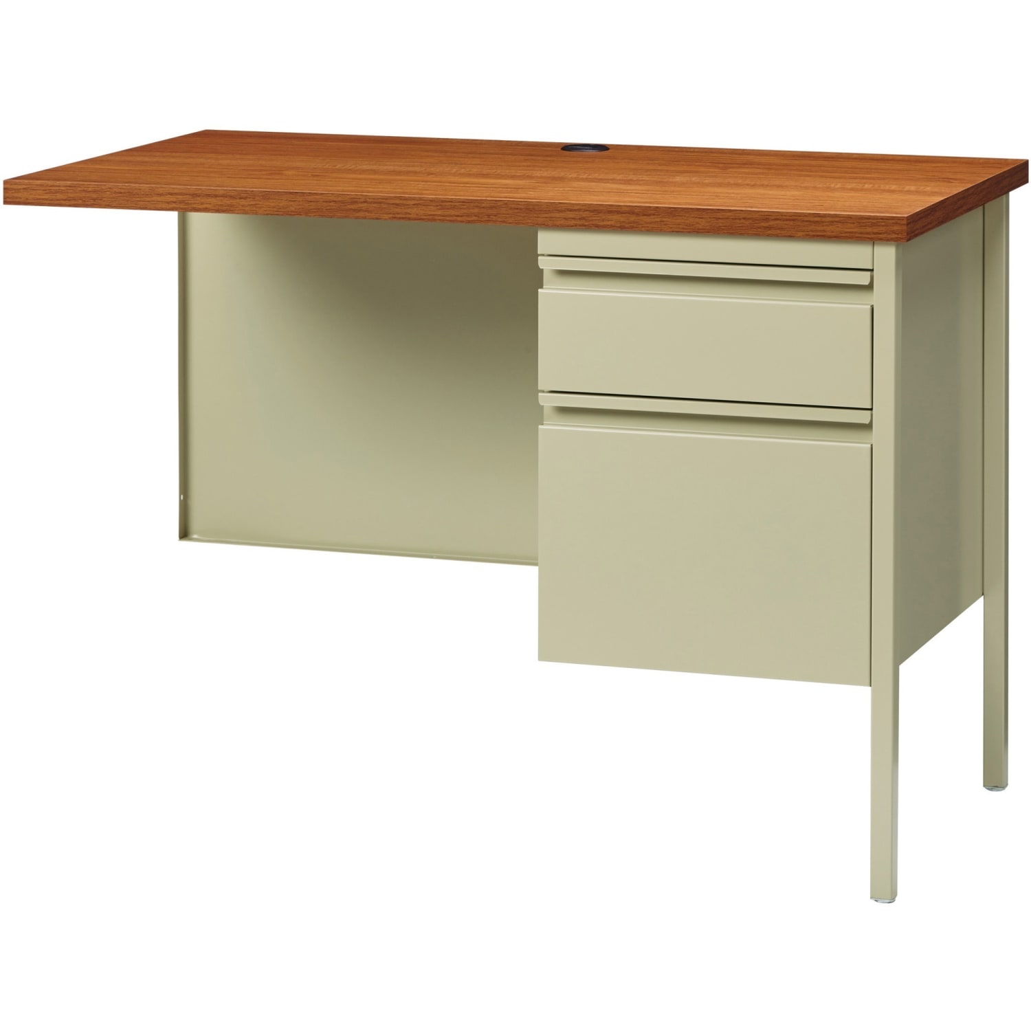 Lorell Fortress 42inW Steel Pedestal Return Computer Desk, Right, Putty/Oak - Image 5