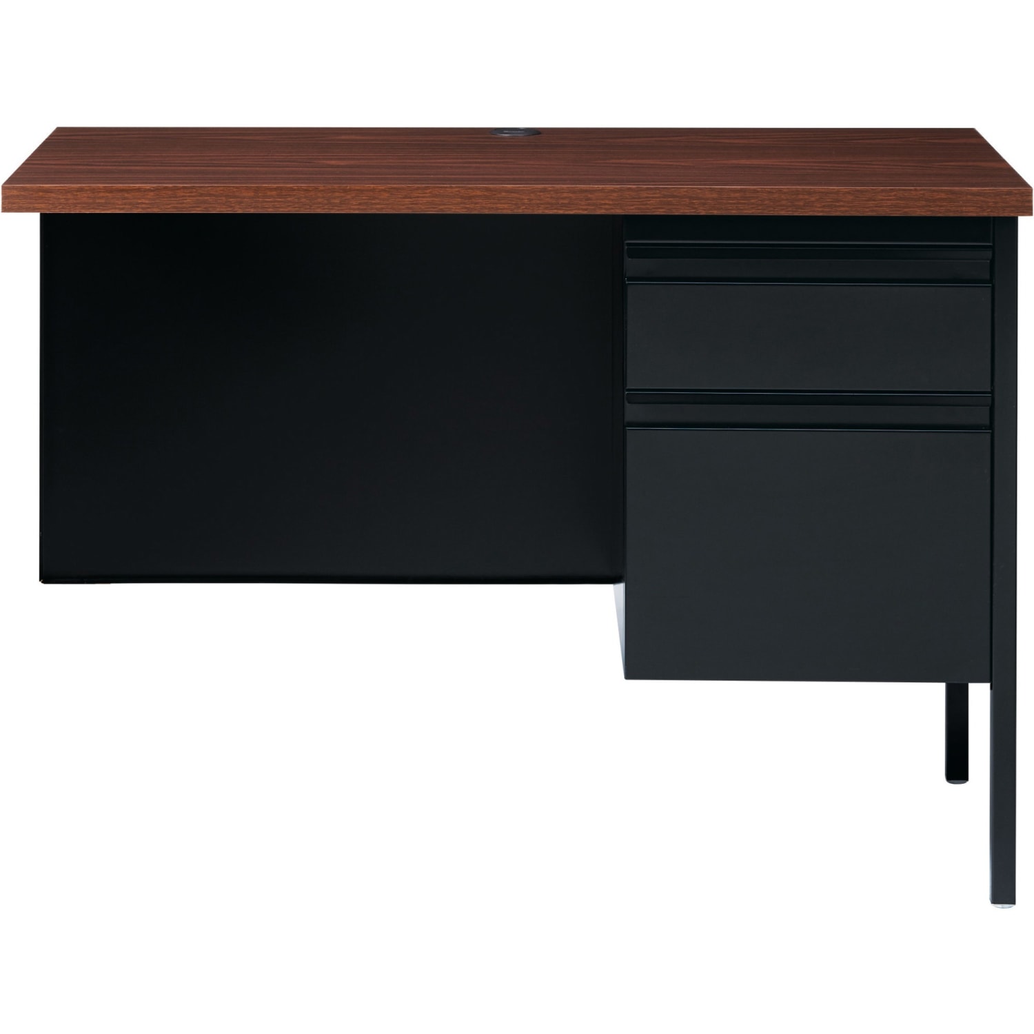 Lorell Fortress Series 42inW Steel Pedestal Return Desk, Right, Black/Walnut - Image 3