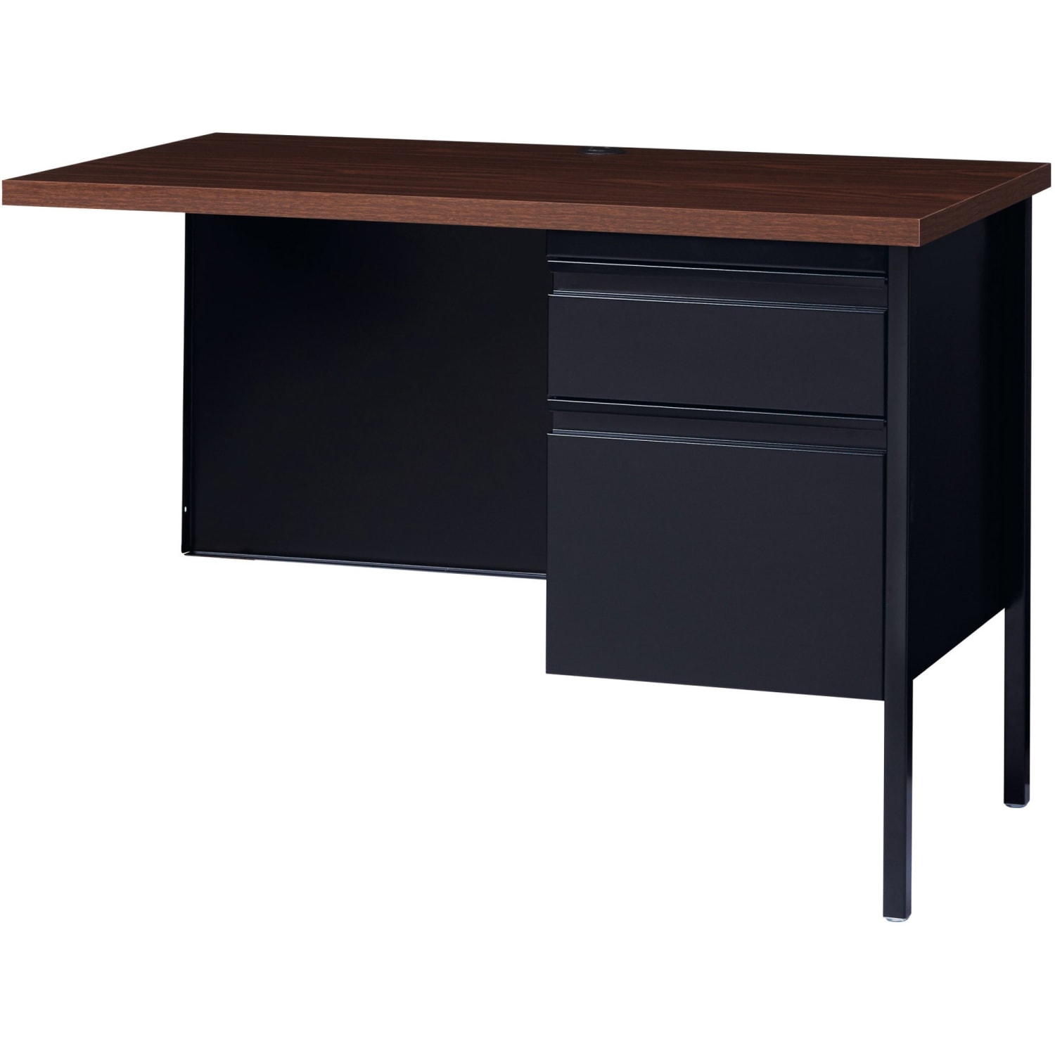 Lorell Fortress Series 42inW Steel Pedestal Return Desk, Right, Black/Walnut - Image 4