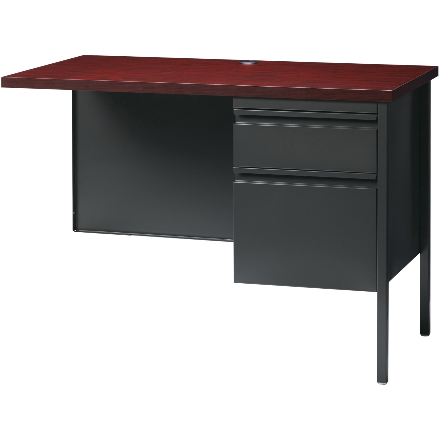 Lorell Fortress Series 42inW Steel Pedestal Return Desk, Right, Charcoal/Mahogany - Image 4
