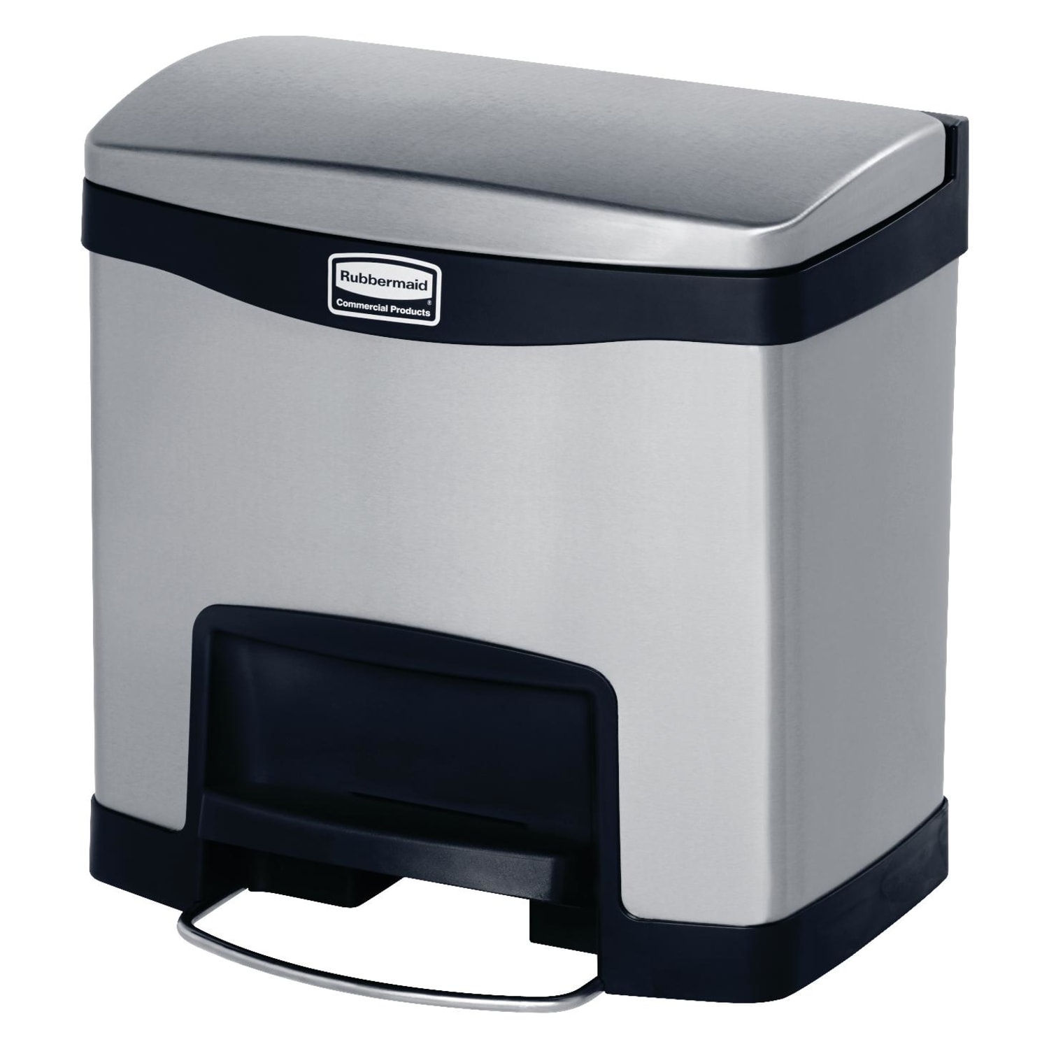 Rubbermaid Commercial Slim Jim Stainless Steel Step-On Container, 4 Gallonw, 15-3/4in x 15-3/4in, 12in, Black - Image 3
