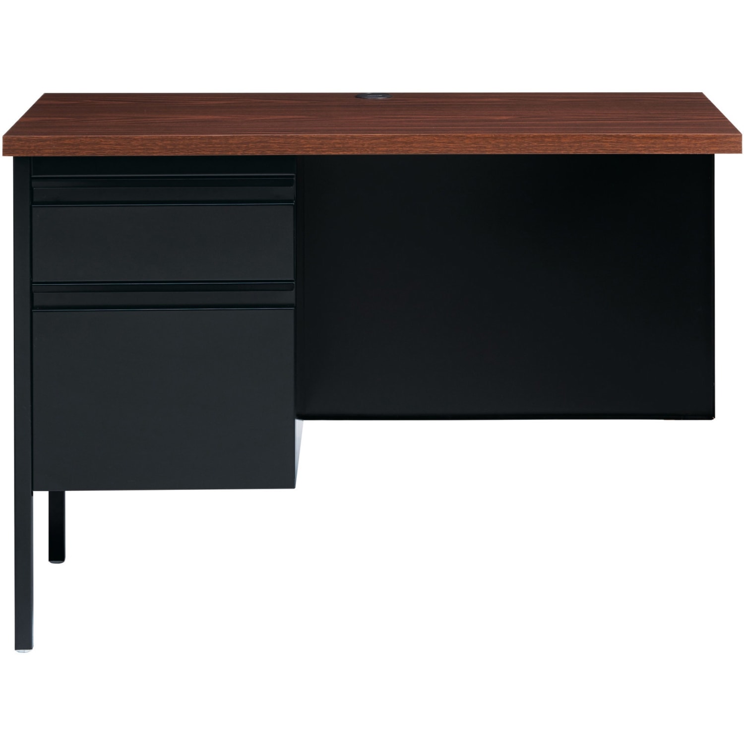 Lorell Fortress Series 42inW Steel Pedestal Return Desk, Left, Black/Walnut - Image 3