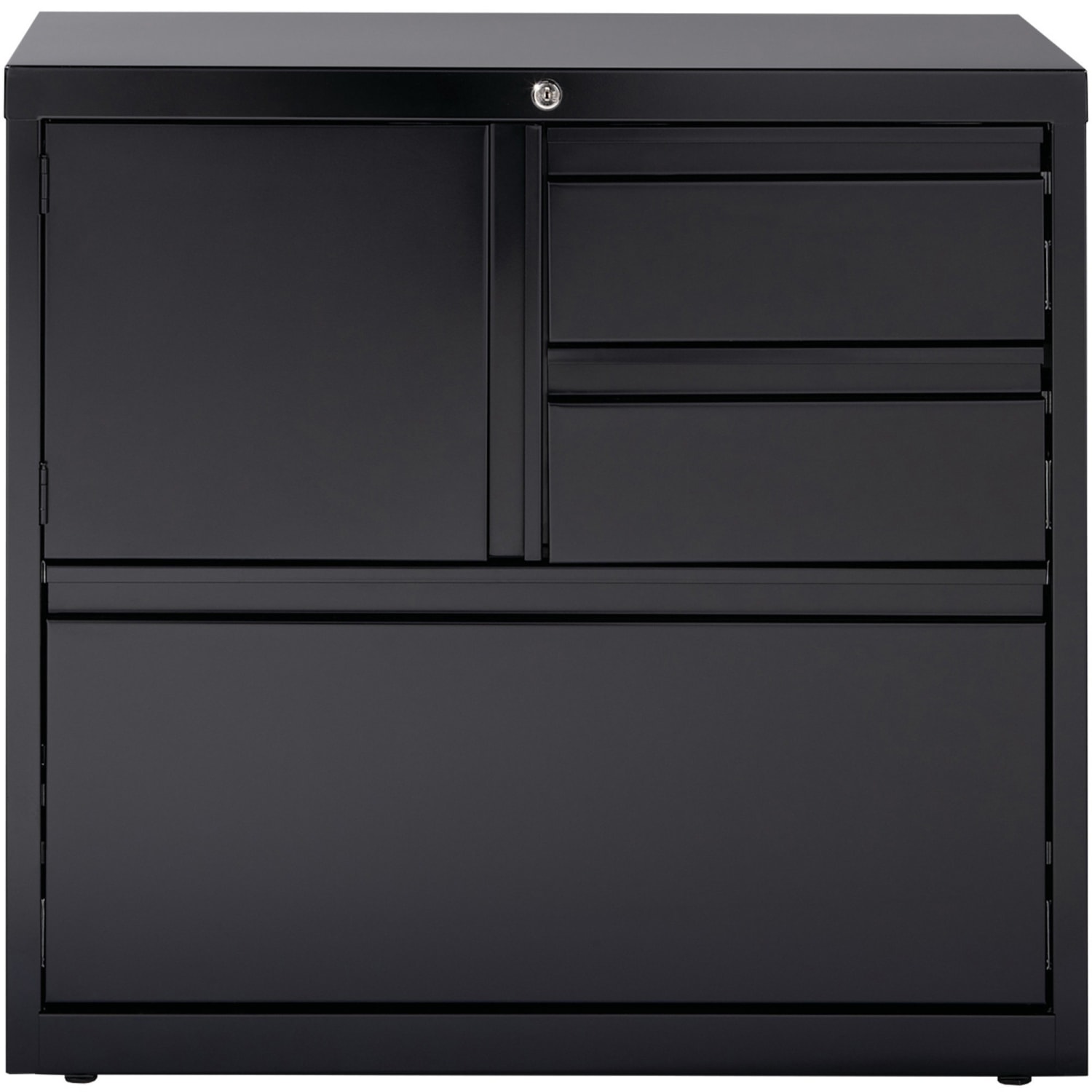 Lorell 30inW Steel Personal Storage Center With Lateral File Cabinet, Black - Image 4