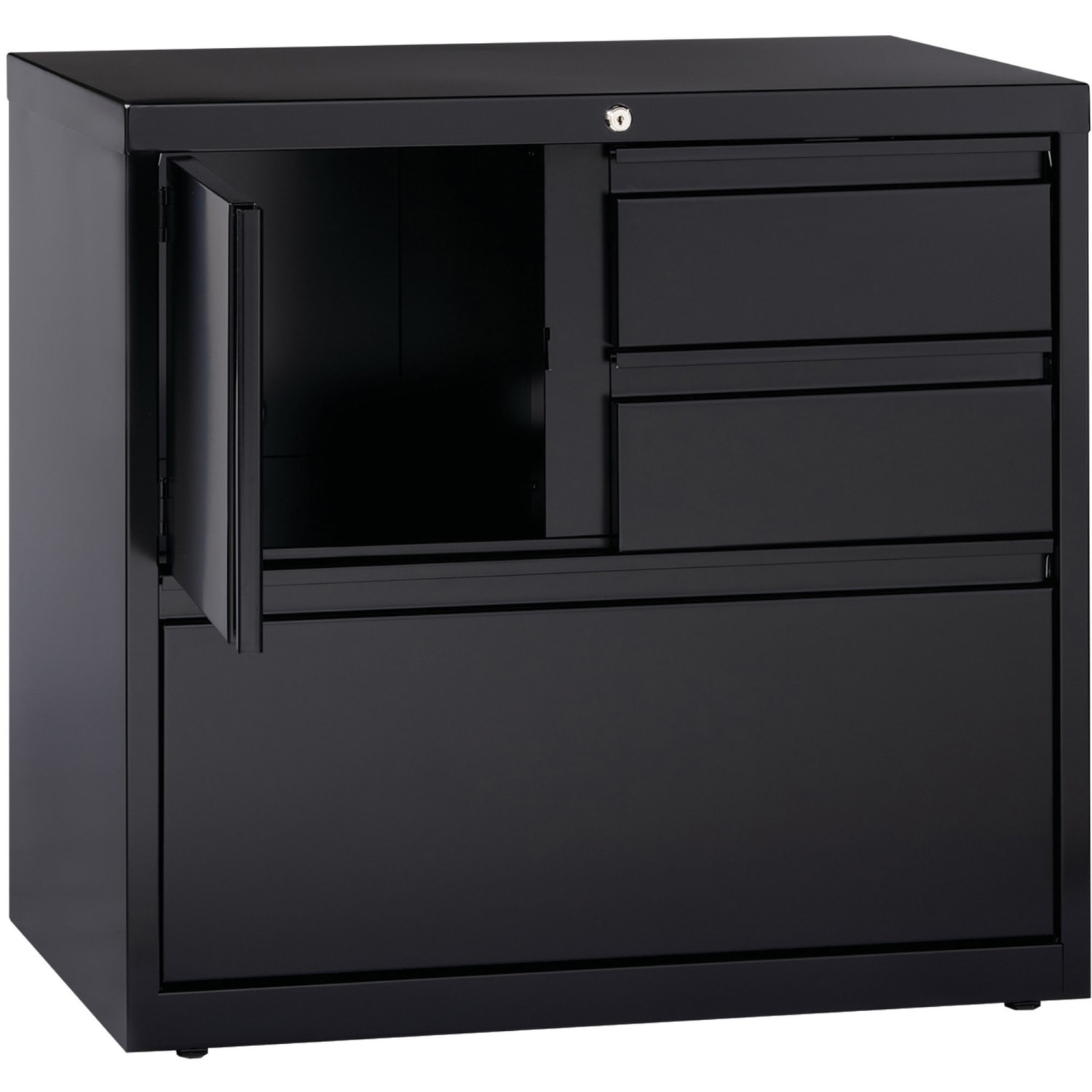 Lorell 30inW Steel Personal Storage Center With Lateral File Cabinet, Black - Image 5