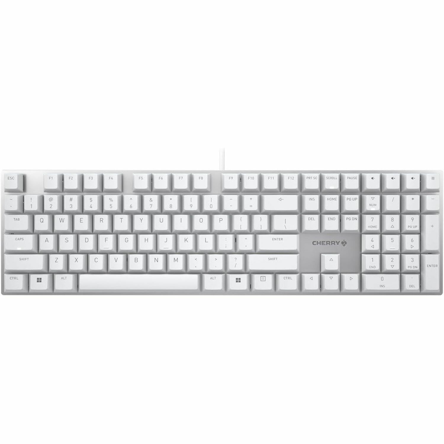CHERRY KC 200 MX-Wired Keyboard - MX2A SILENT RED - Silver/White Housing - Linear feel - abrasion resistant keys - G803950LHBUS1