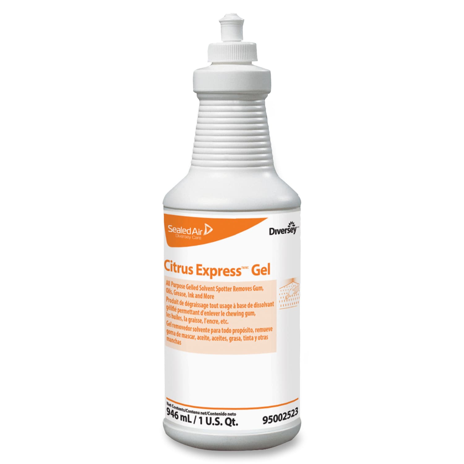 Diversey Citrus Express Gel Solvent Spotter - 32 fl oz (1 quart) - Citrus Scent - Pleasant Scent - White - 6 / Carton - Image 3