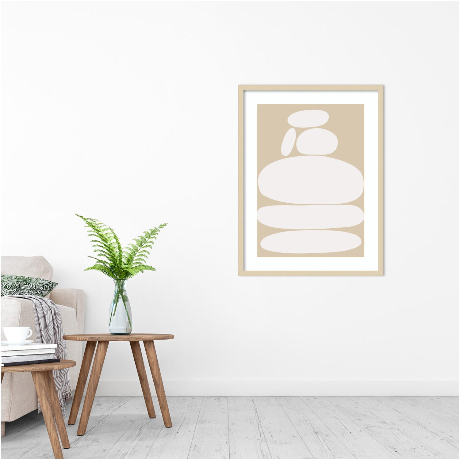 Amanti Art Zen River Rocks Neutral by The Creative Bunch Studio Wood Framed Wall Art Print, 25inW x 33inH, Natural - Image 3