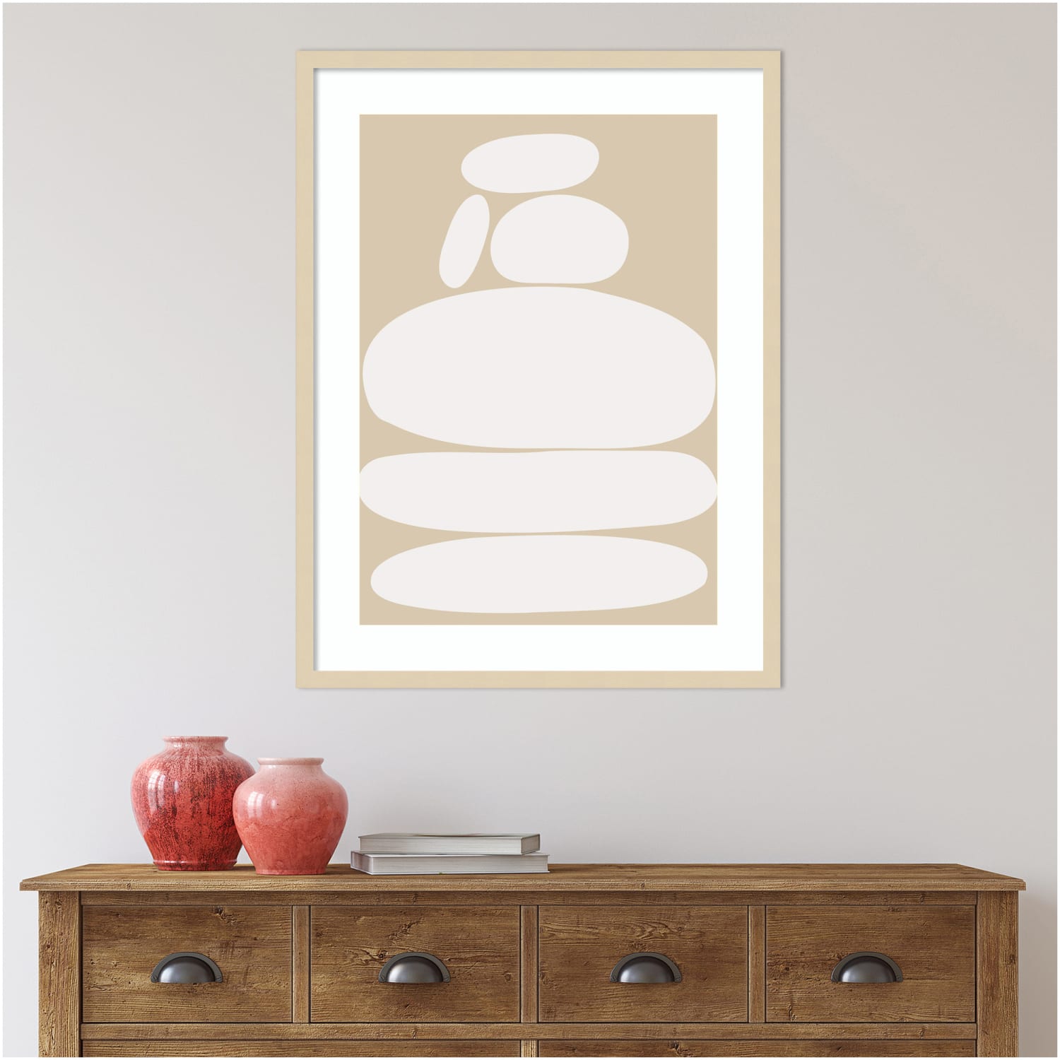 Amanti Art Zen River Rocks Neutral by The Creative Bunch Studio Wood Framed Wall Art Print, 25inW x 33inH, Natural - Image 6