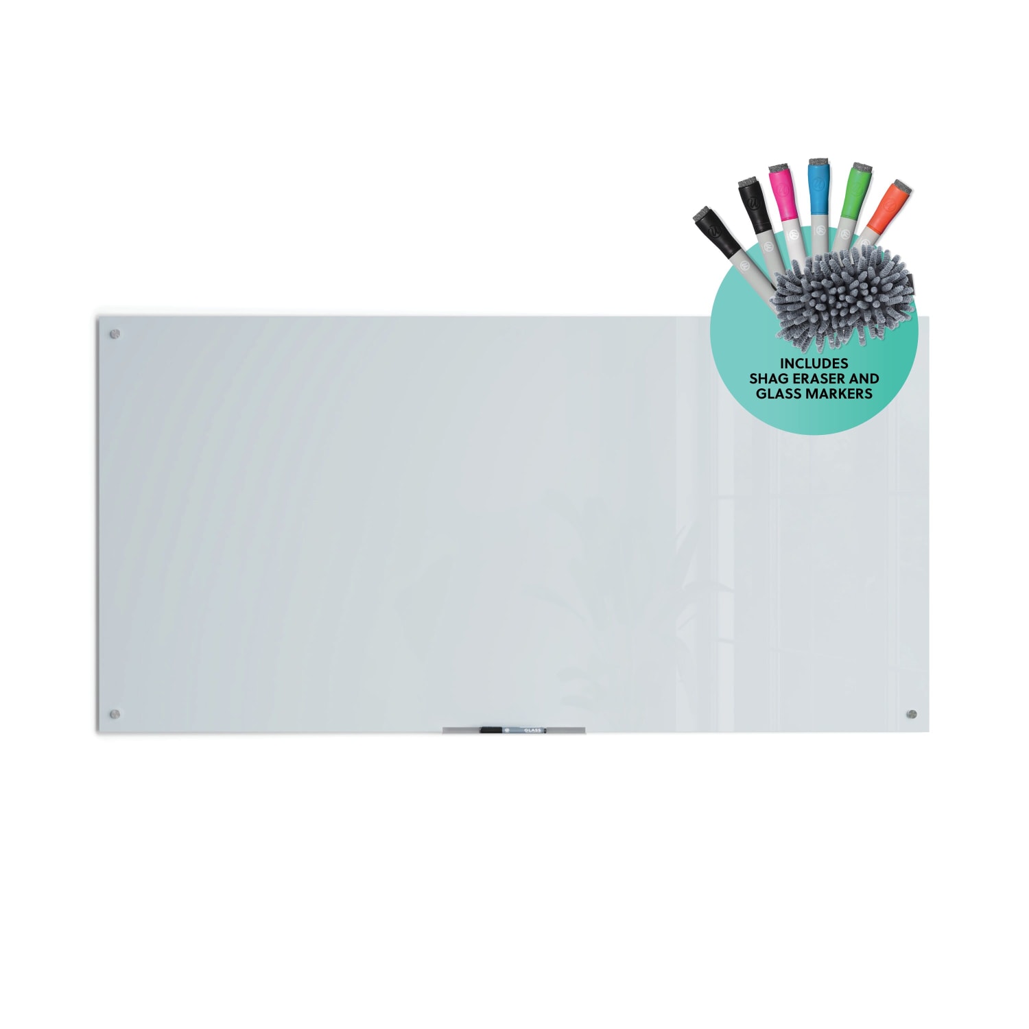 U Brands Magnetic Glass Dry-Erase Board, 72in X 36in, White Frosted Surface, Frameless, Actual Size 70in X 35in (2300U00-01) - Image 3