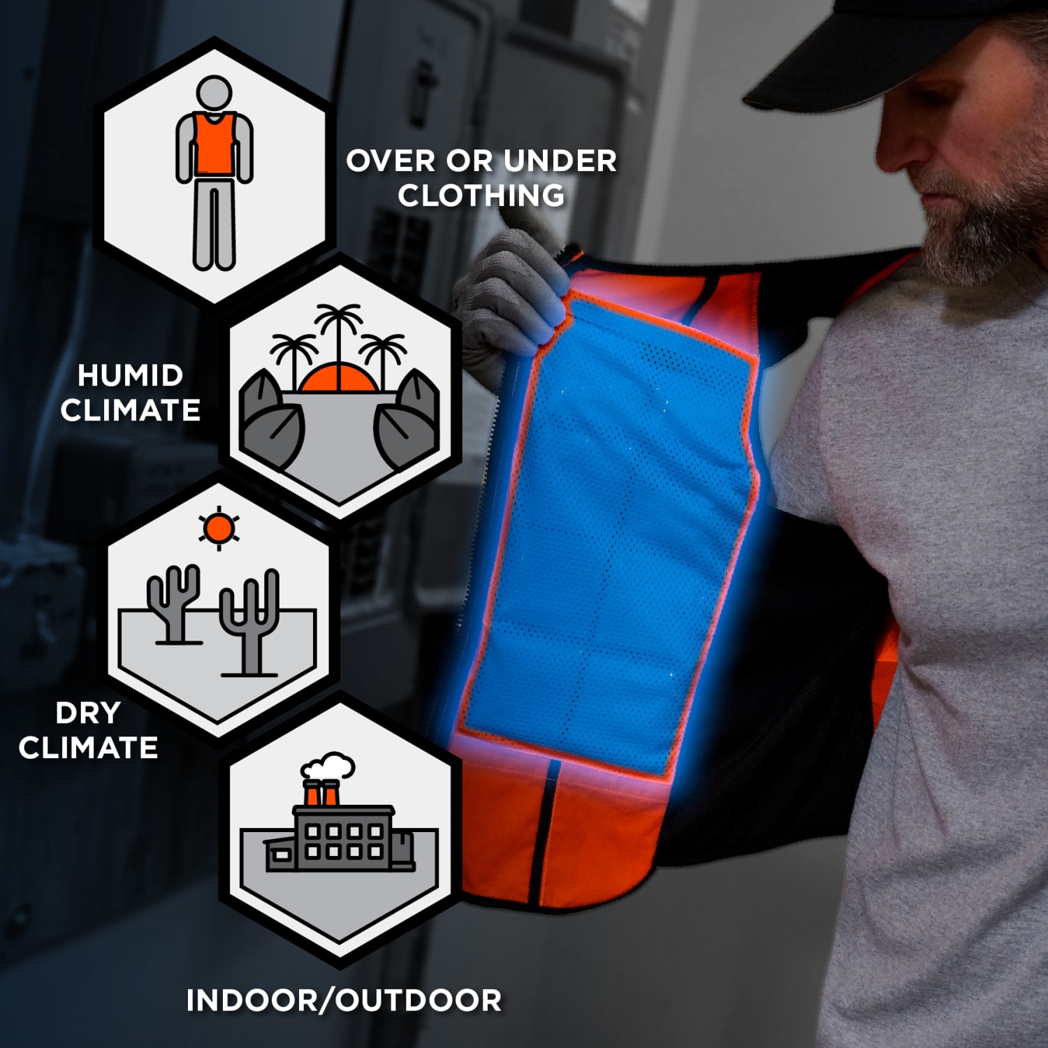 Ergodyne 6260 Lightweight Phase Change Cooling Vest And Packs, 2XL/3XL, Orange, Total Qty 1 - Image 4