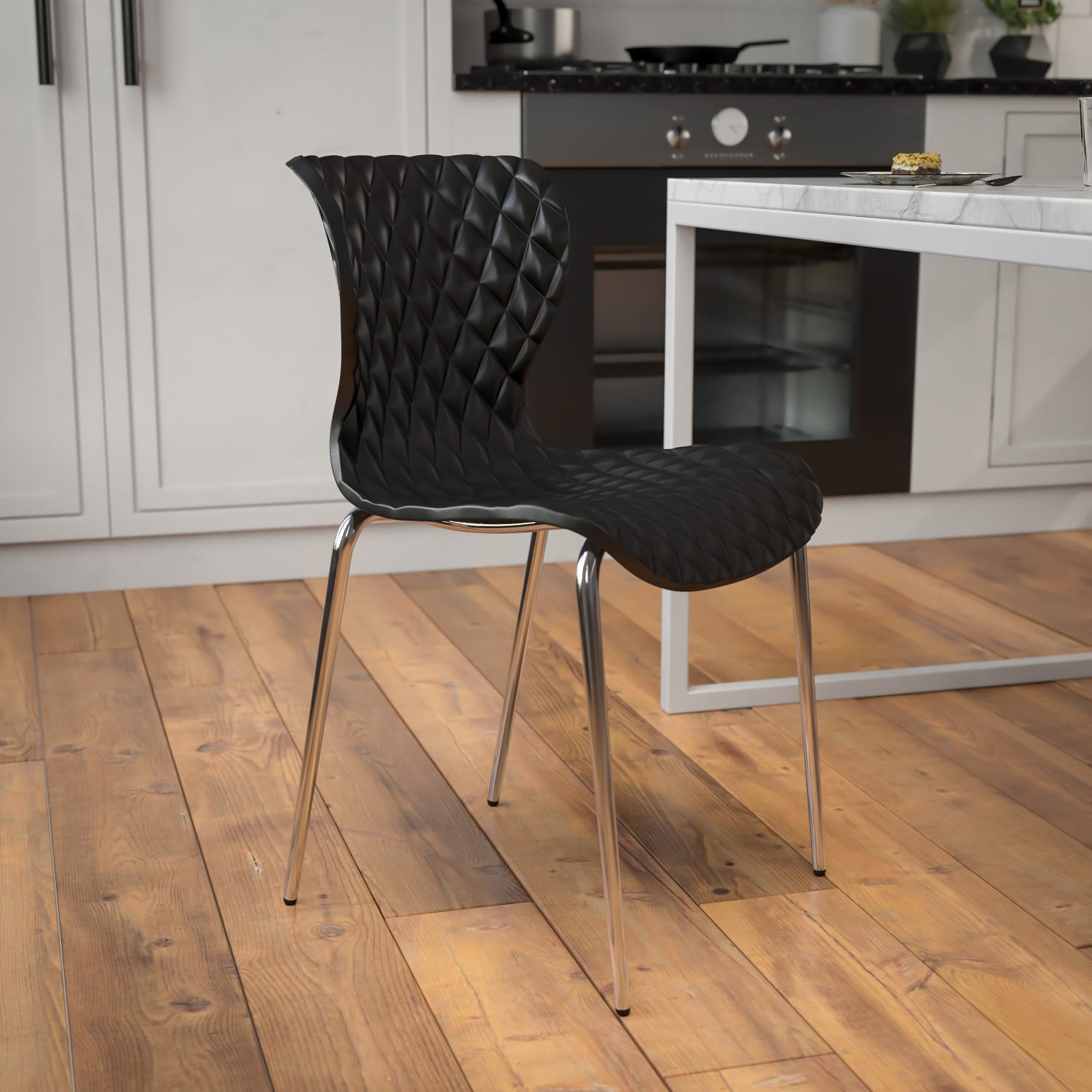 Flash Furniture Lowell Contemporary Design Plastic Stack Chair Black PopularChairscom